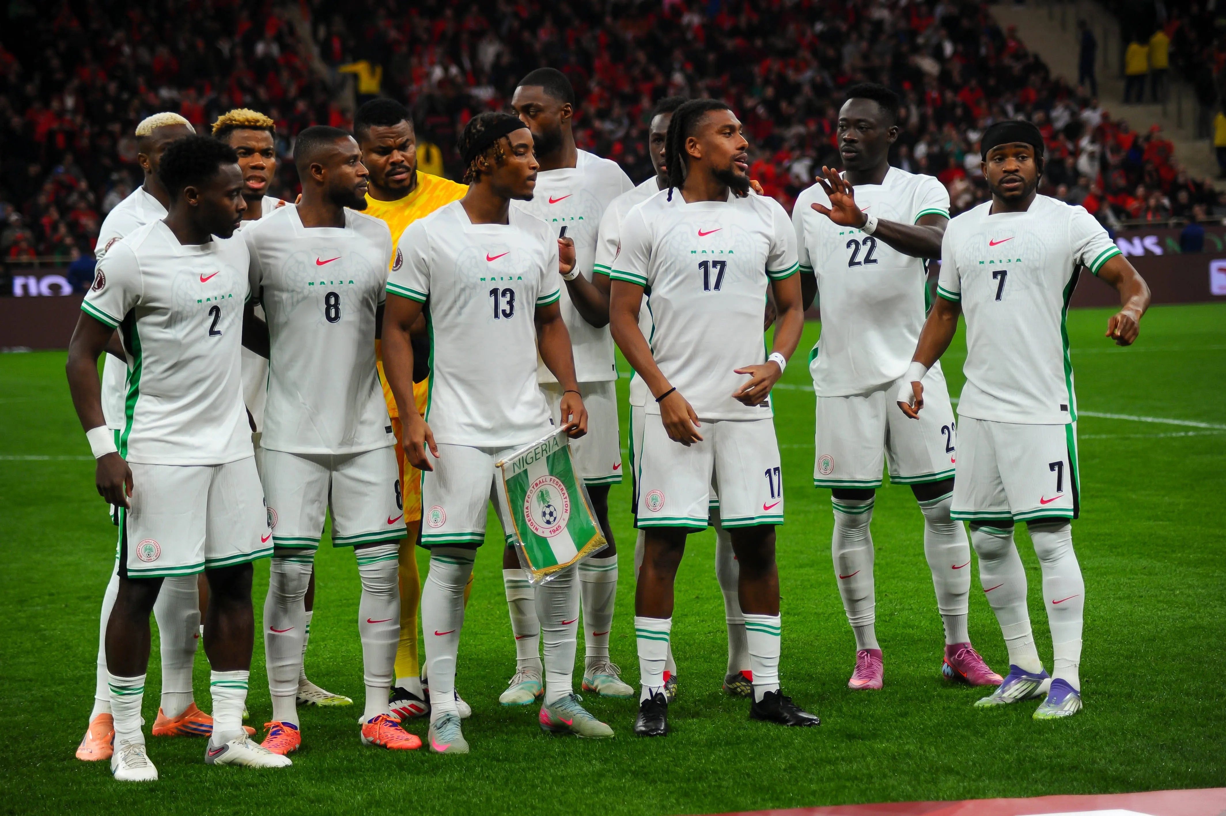 Stanley Nwabali, Bright Osayi Samuel, Semi Ajayi, Calvin Bassey, Bruno Onyemaechi, Frank Onyeka, Raphael Onyedika, Alex Iwobi, Ademola Lookman, Akor Adams, Victor Osimhen, Super Eagles players.
