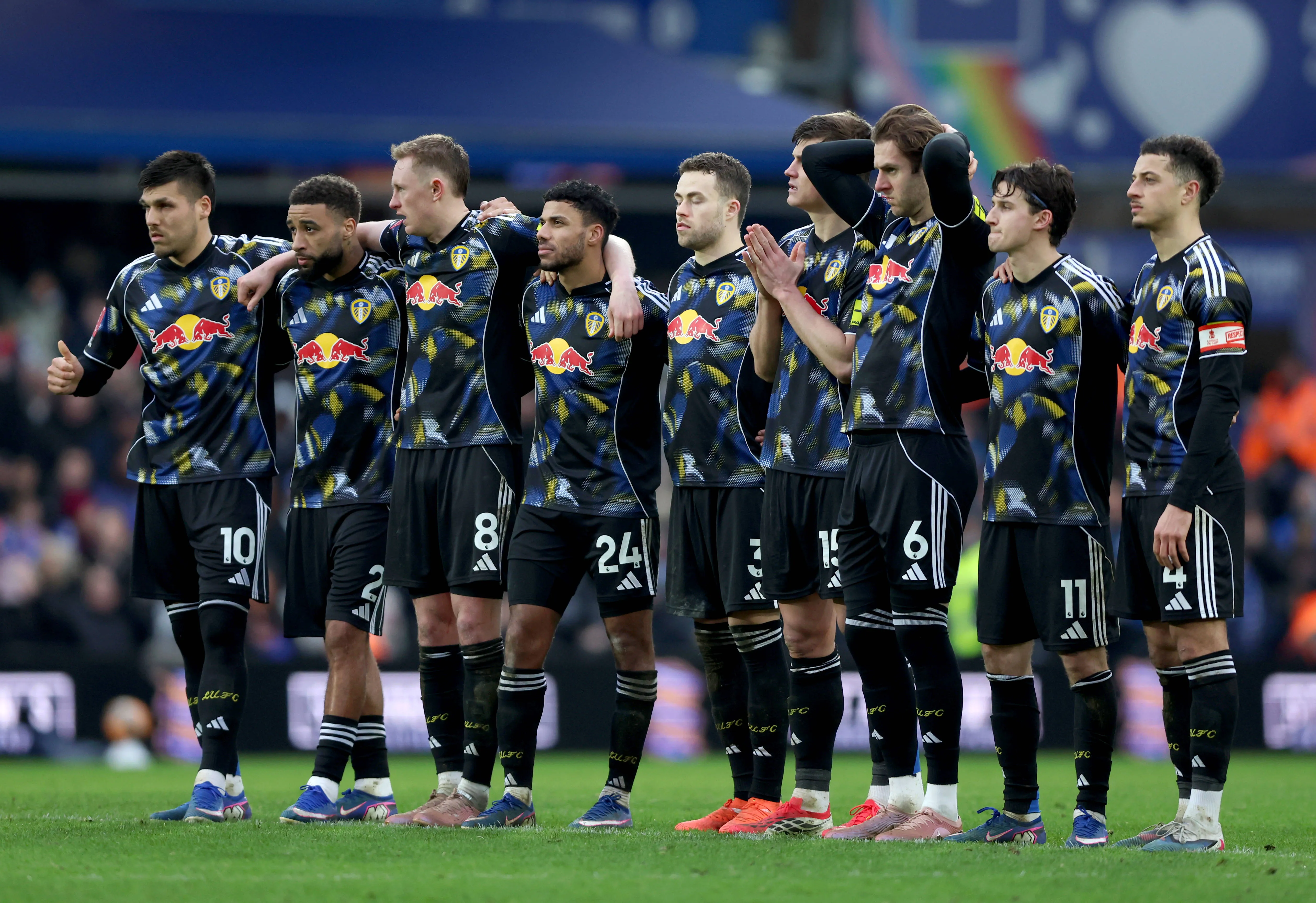 Joel Piroe, Jayden Bogle, Sean Longstaff James Justin, Gabriel Gudmundsson, Jaka Bijol, Joe Rodon, Brenden Aaronson AND Ethan Ampadu of Leeds United 