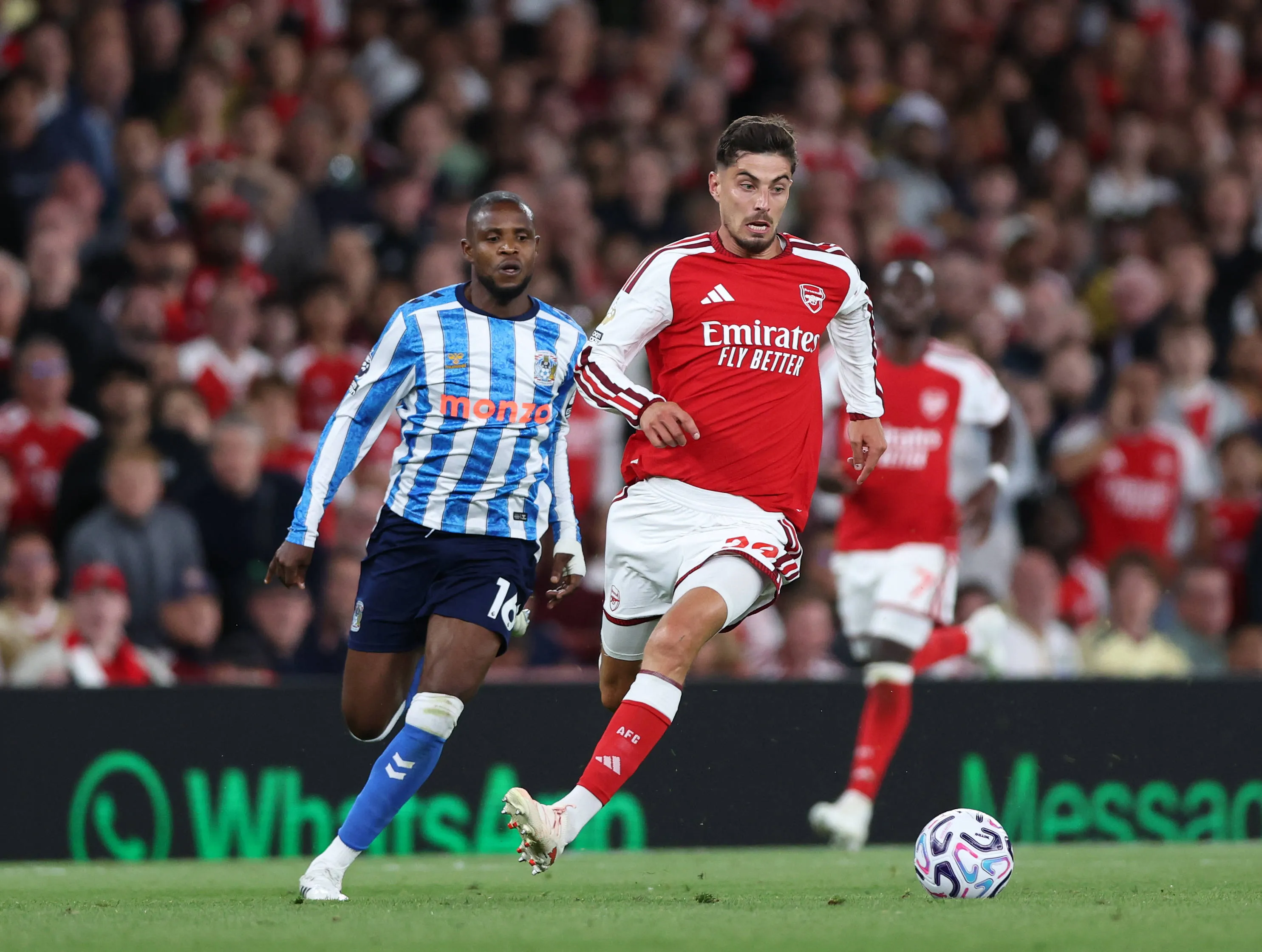 Kai Havertz of Arsenal in action during the Arsenal vs Coventry City match