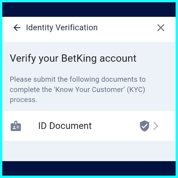 BetKing registration ID verification