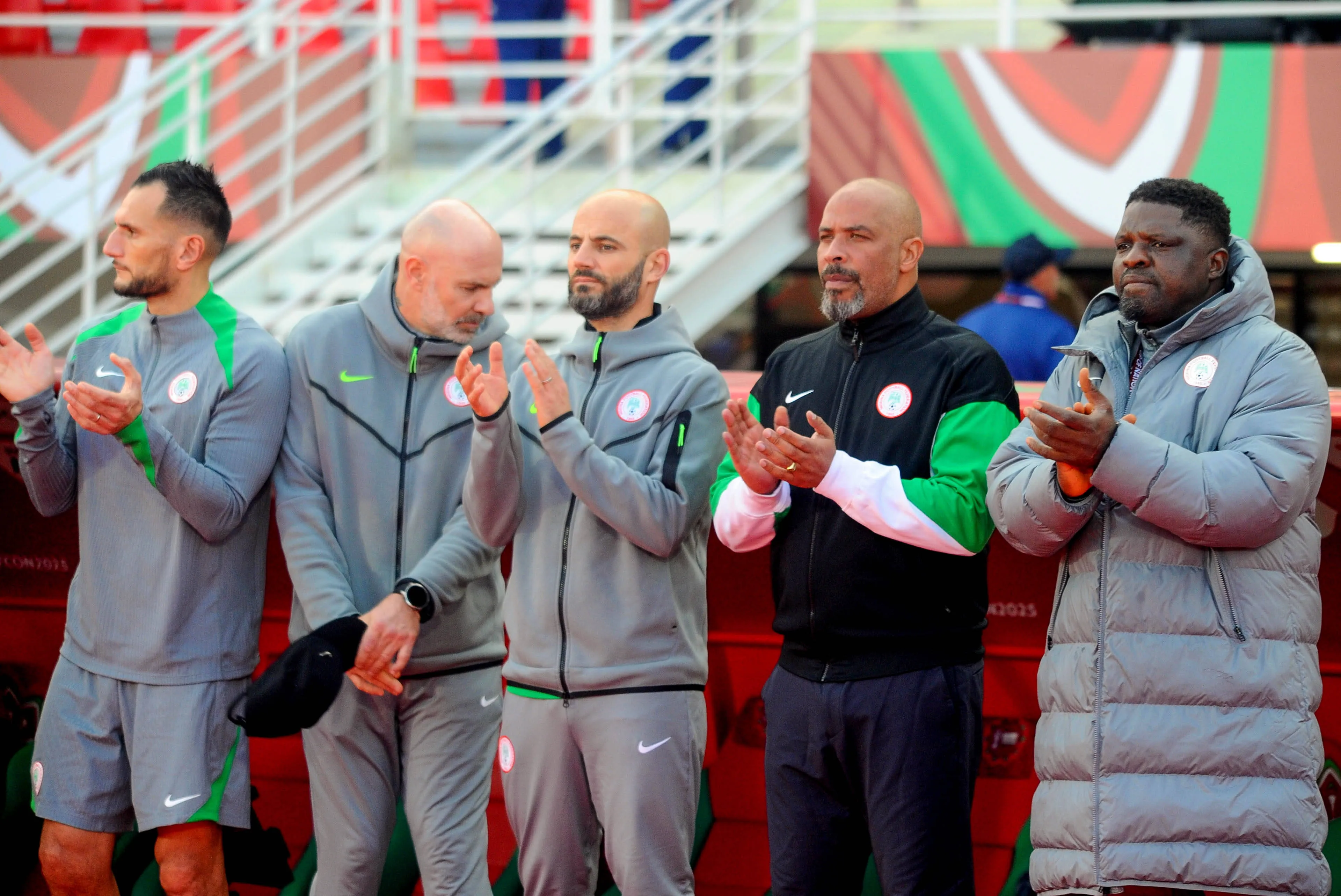 Super Eagles head coach Eric Chelle and his assistants