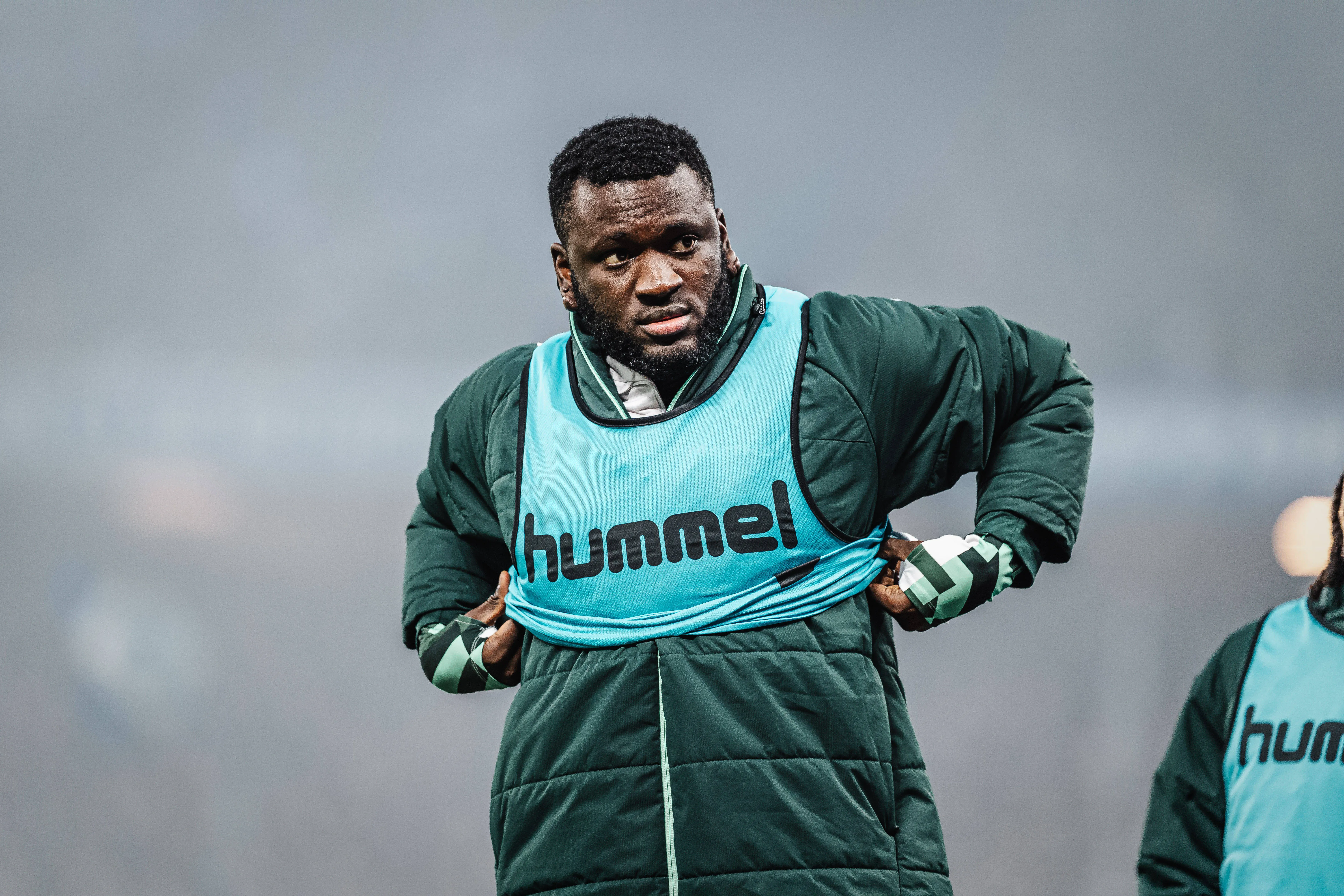 Victor Boniface at, SV Werder Bremen warming up Hamburg Volksparkstadion Hamburg German