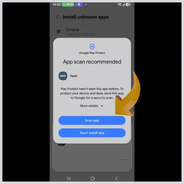 1Win APK Download - Step 5