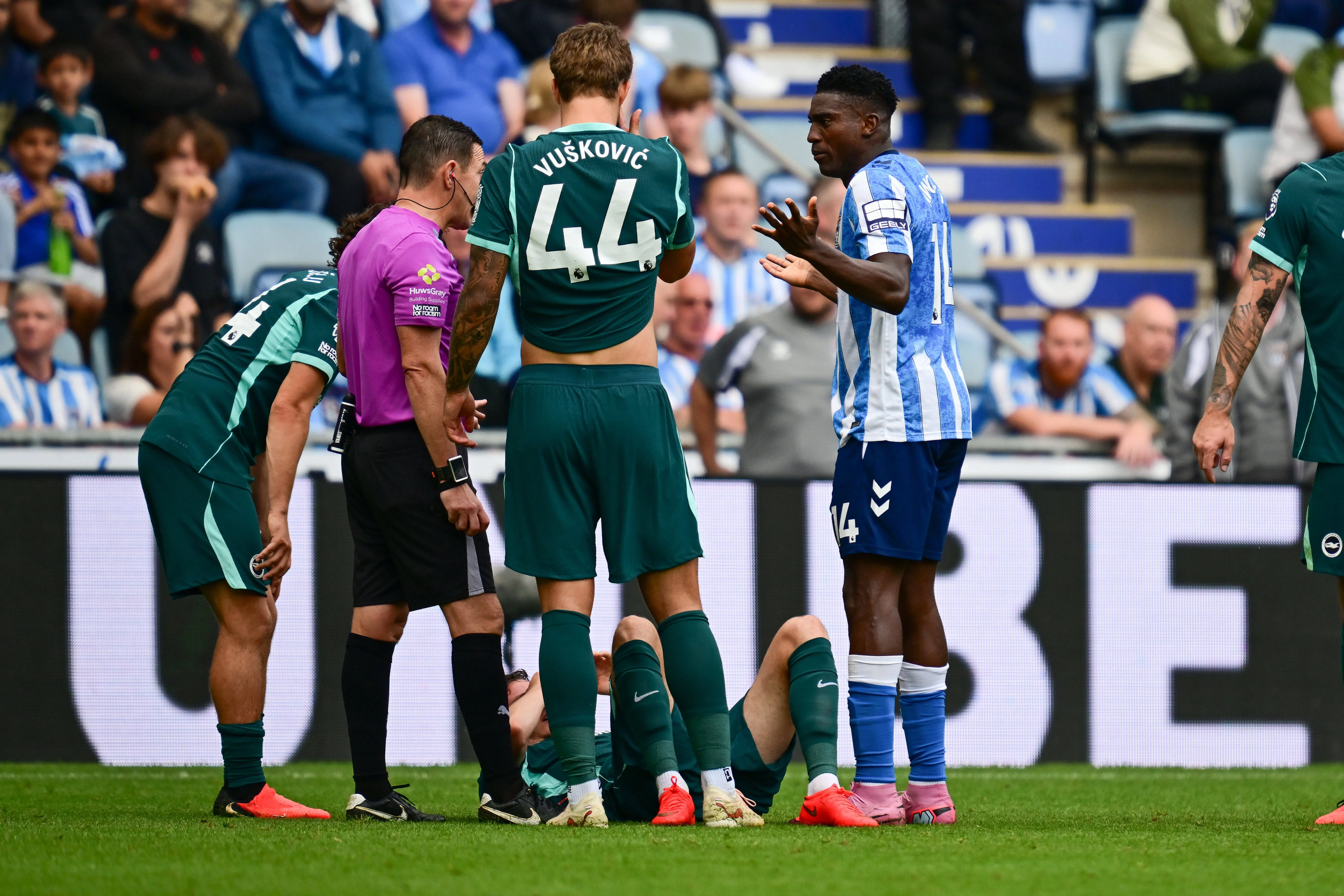 Coventry City forward Taiwo Awoniyi shown a red card, sent off