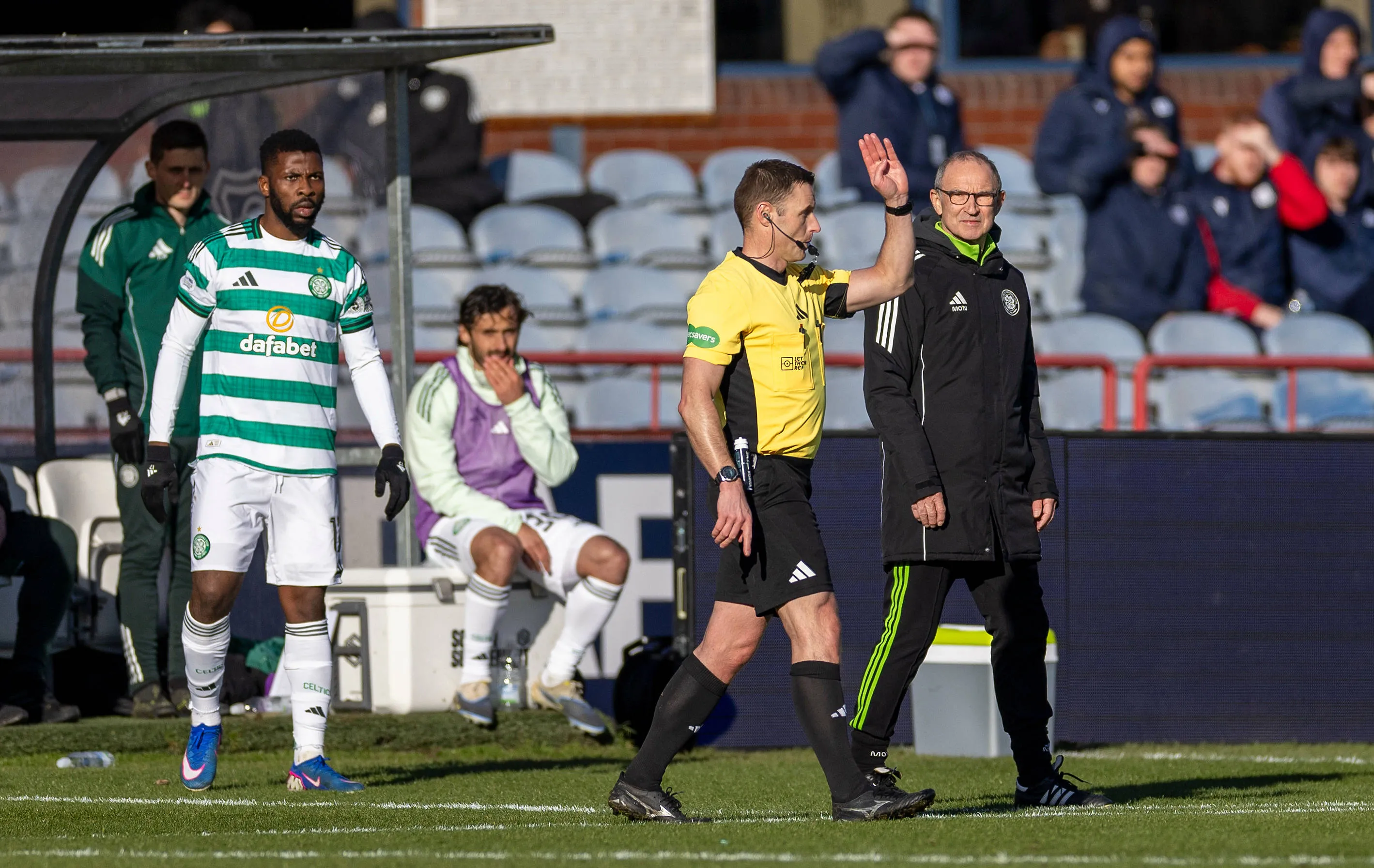 Kelechi Iheanacho and Celtic interim manager Martin ONeill look on