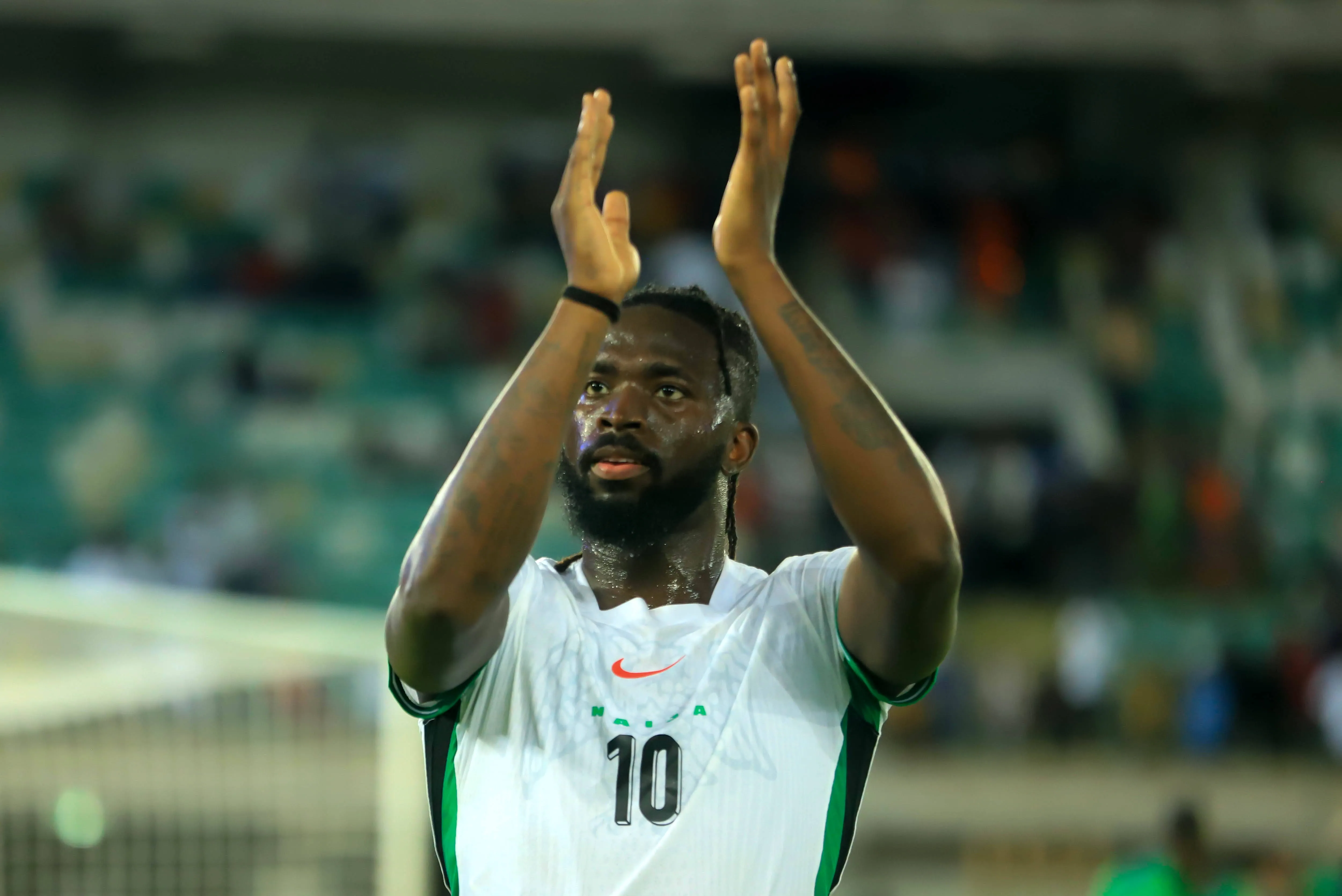 Tolu Arokodare of Nigeria during the 2026 FIFA World Cup qualifier match between Super Eagles of Nigeria and Benin Republic at Godwill Akpabio Stadium on October 14, 2025 in Uyo, Nigeria