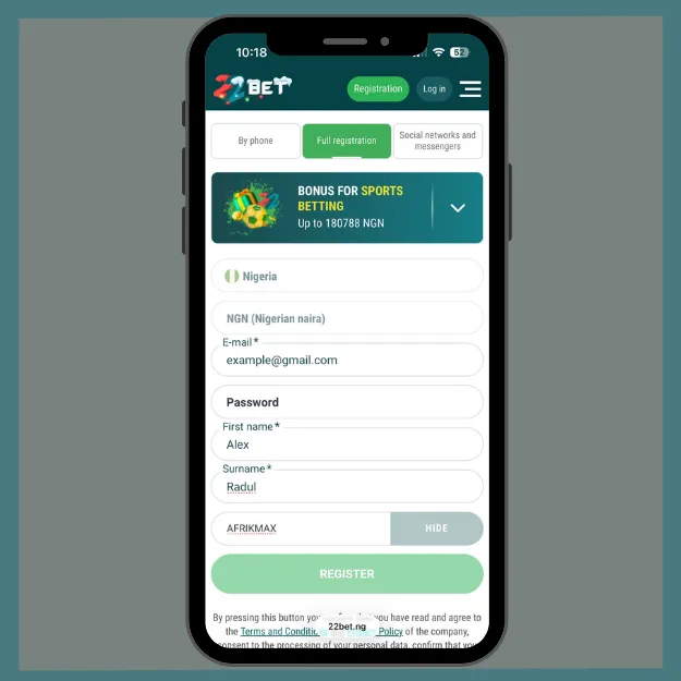 22bet promo code registration