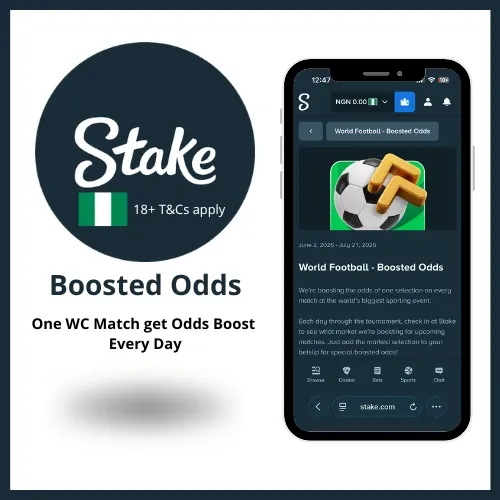 Stake Boosted Odds on one World Cup match every single day until the tournament ends. 