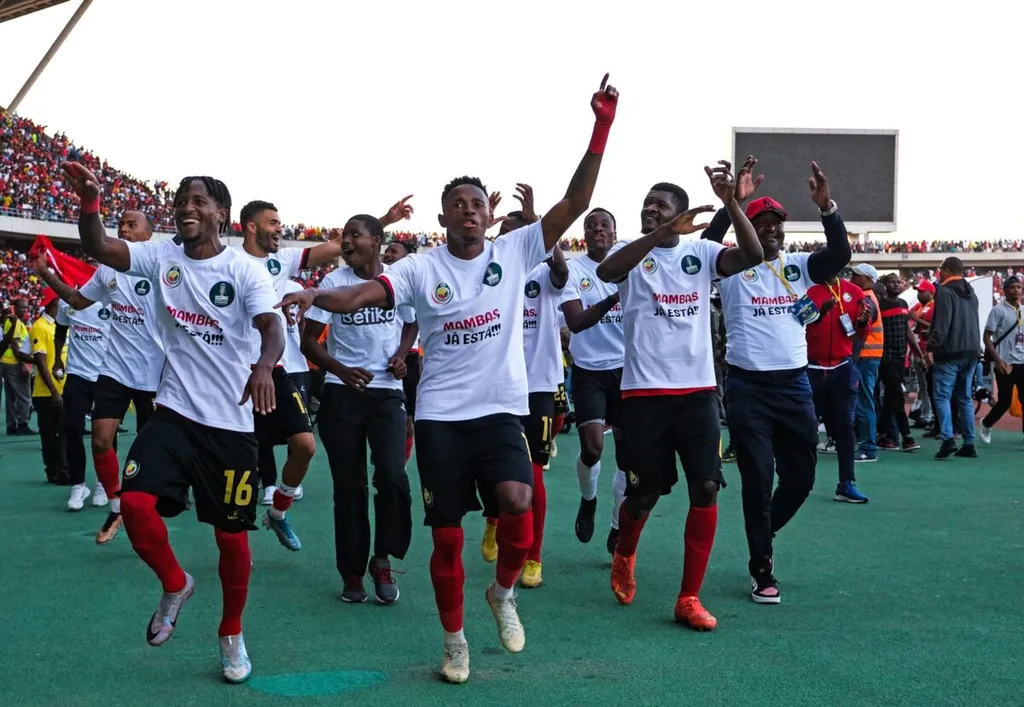 Mozambique players celebrates a return to the AFCON 2024