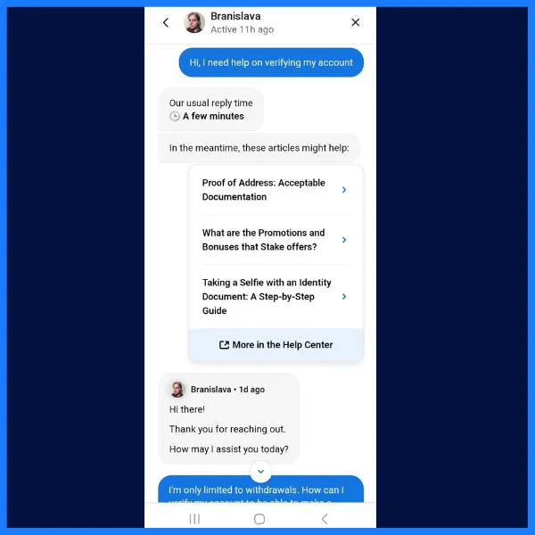 Stake.com customer support