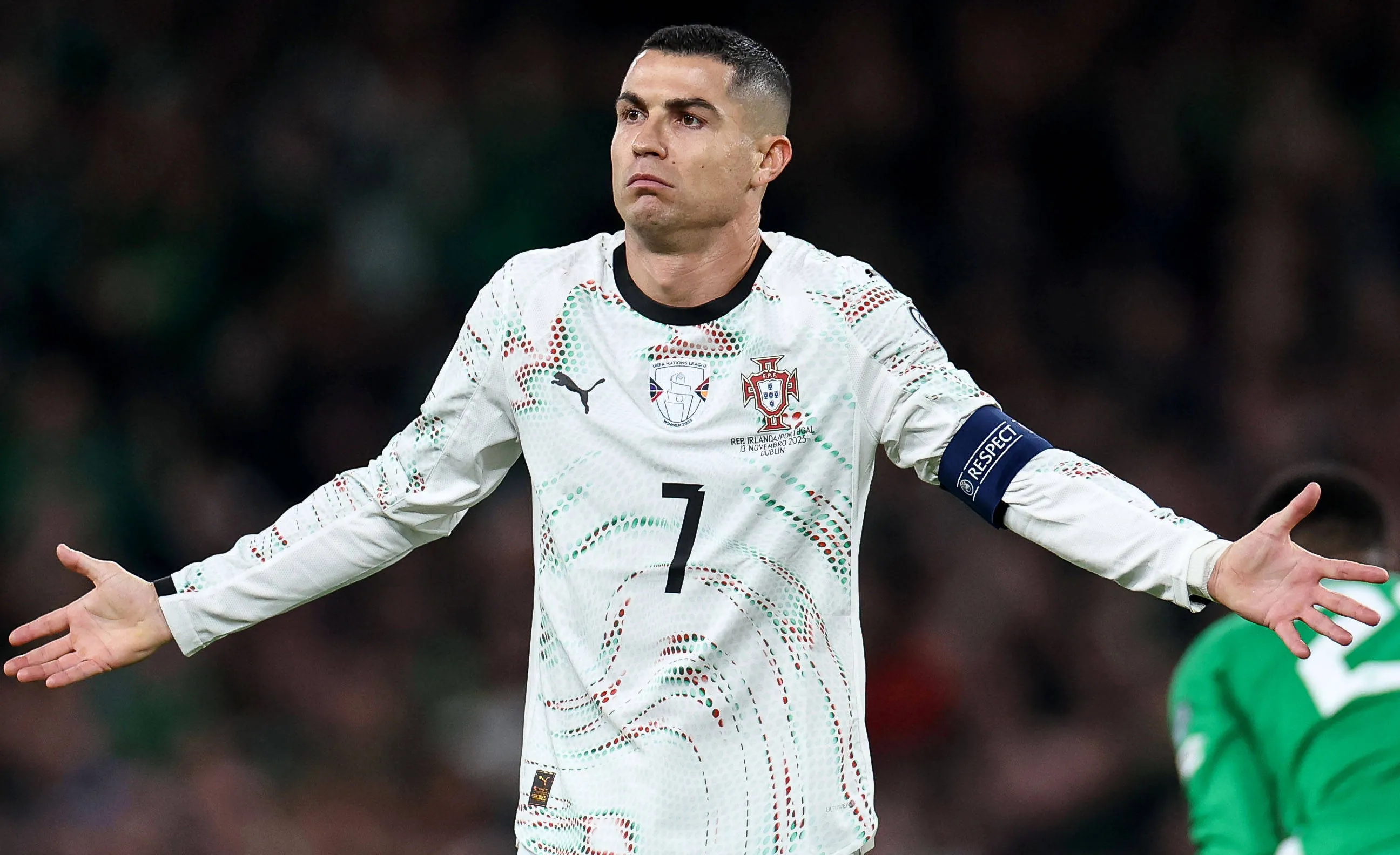 Cristiano Ronaldo reacts to a decision