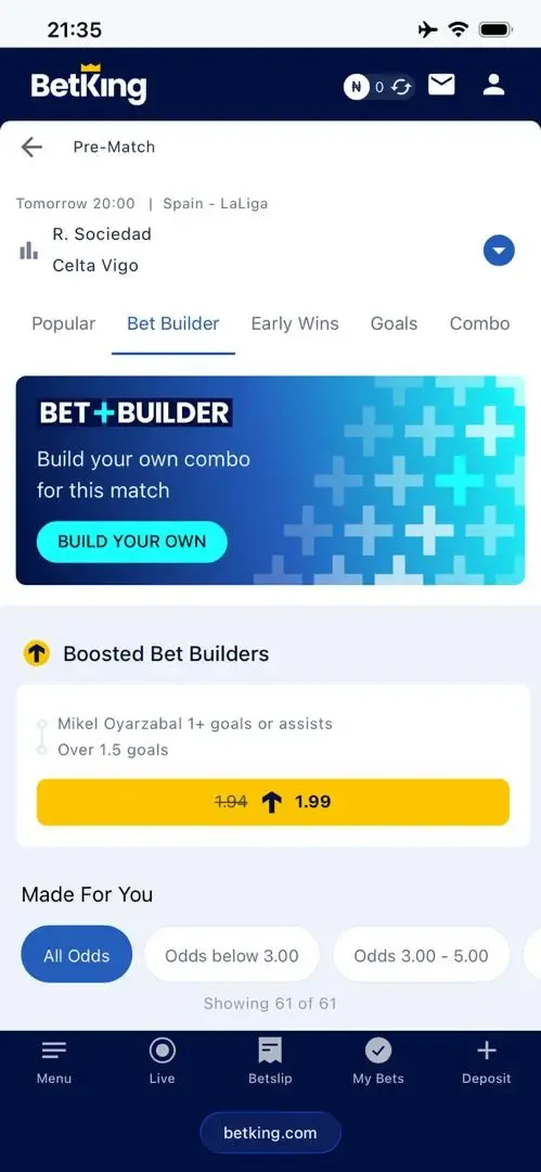 BetKing bet builder