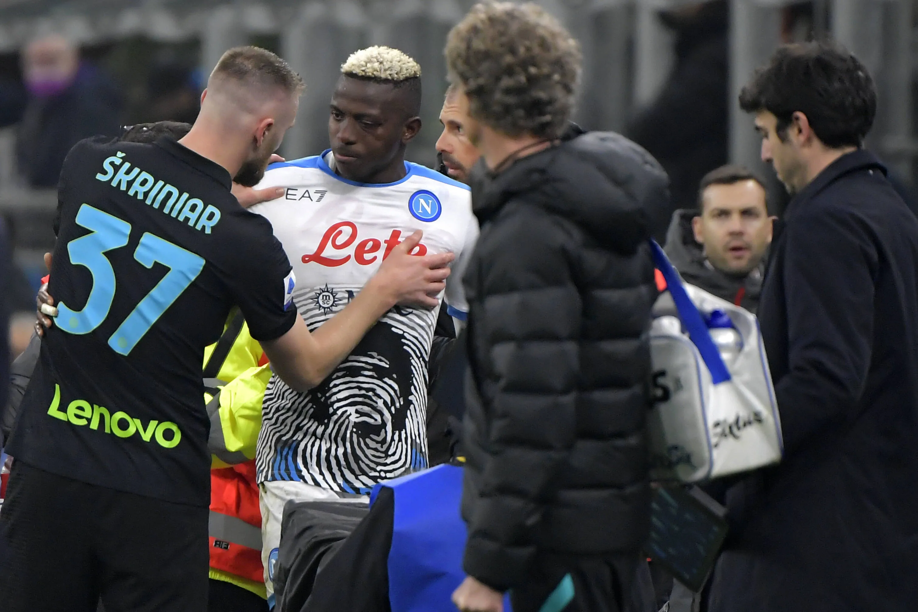 Milan Skriniar and Victor Osimhen of SSC Napoli seriously injured
