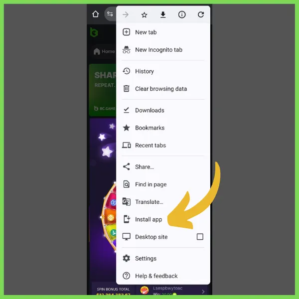 BC.Game app install for Android
