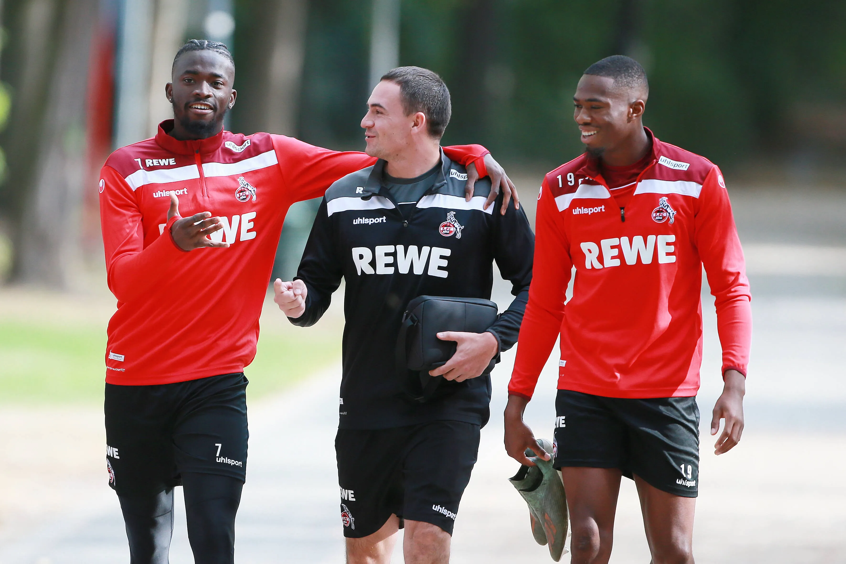 Tolu Arokodare 1.FC K&ouml;ln, Video analyst Hannes Dold and Kingsley Ehizibue