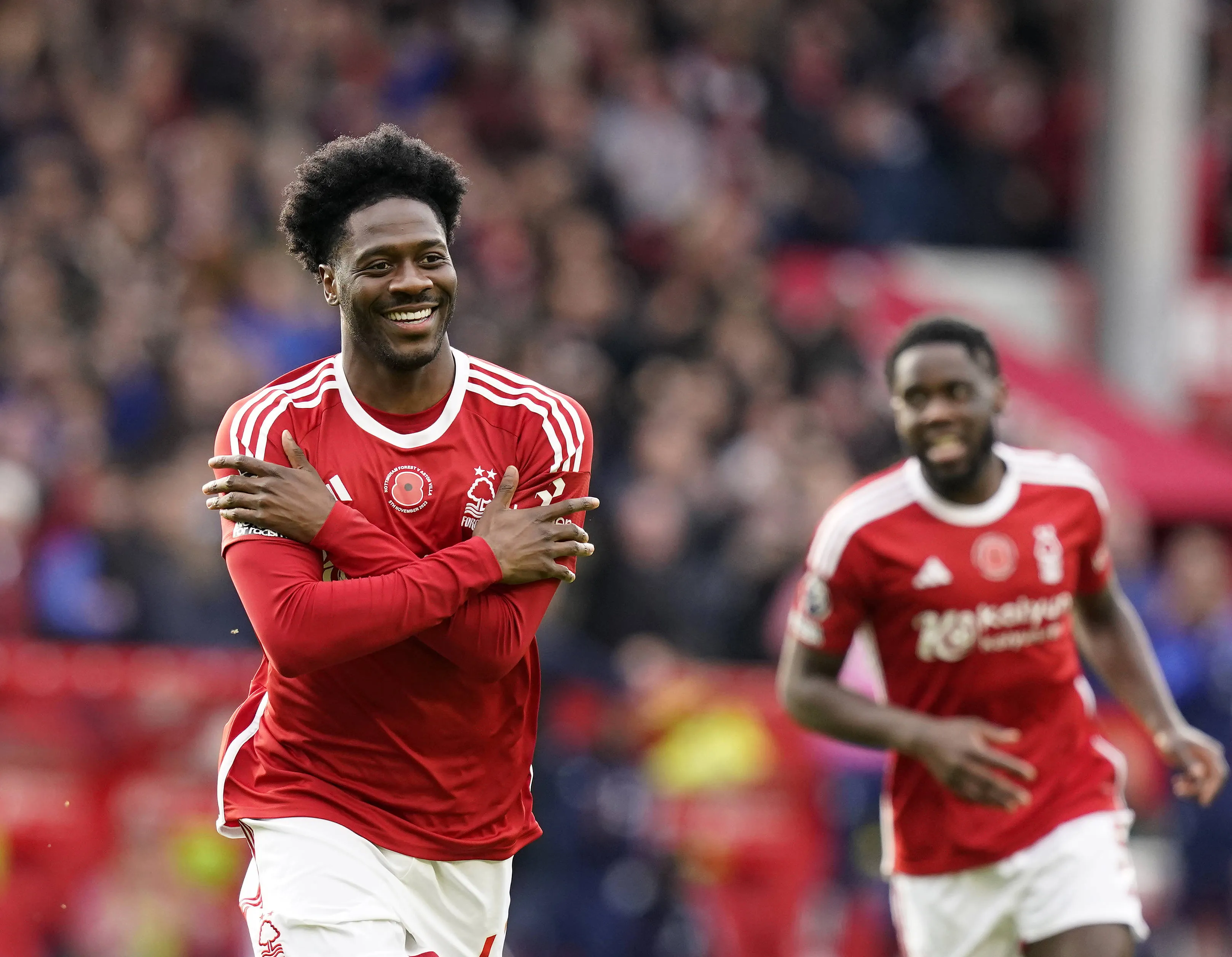  Ola Aina of Nottingham Forest celebrates his goal