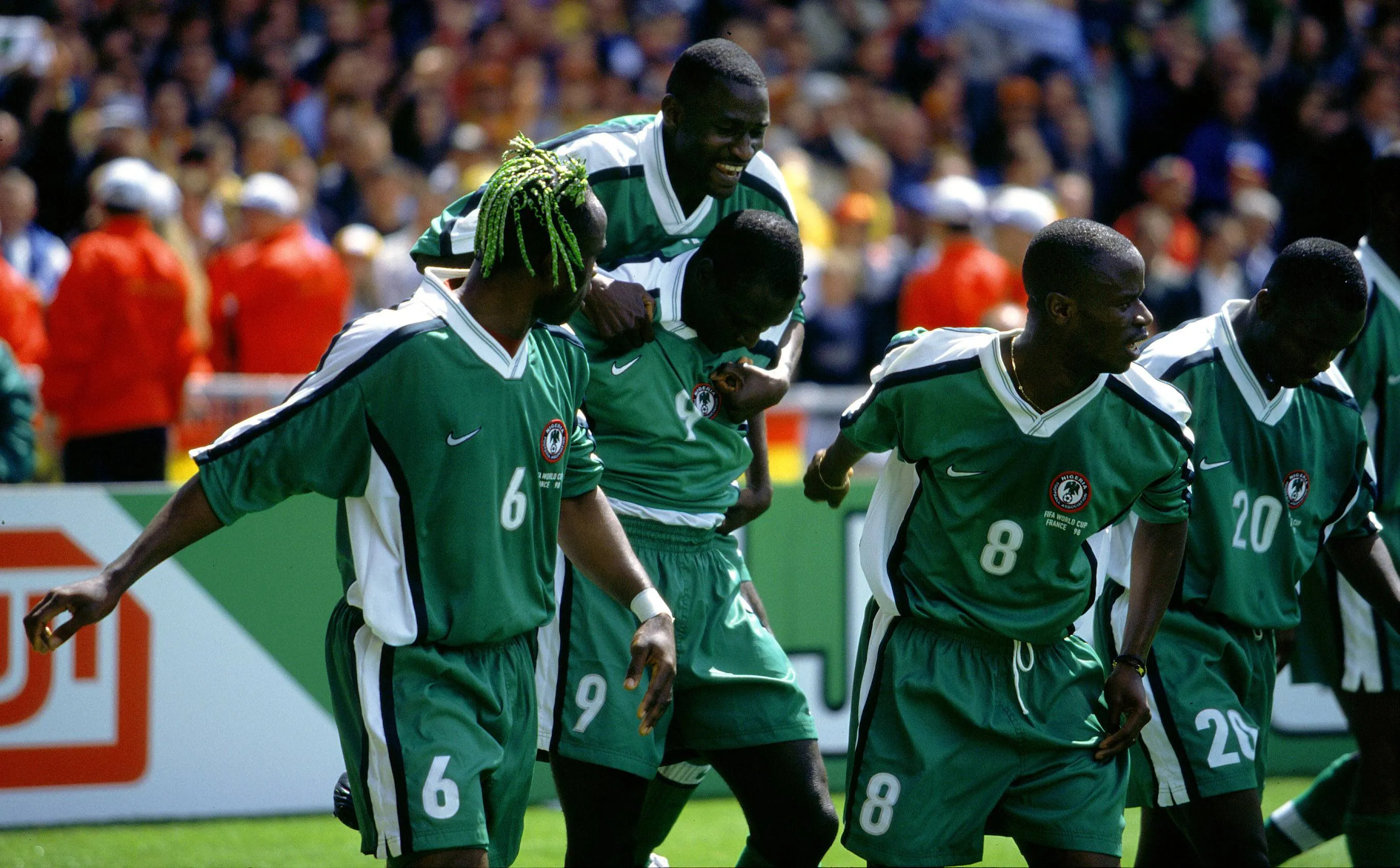 Taribo West, Rashidi Yekini, Mutiu Adepoju and Victor Ikpeba in action for the Super Eagles of Nigeria, Nigeria's all-time highest goal scorer list