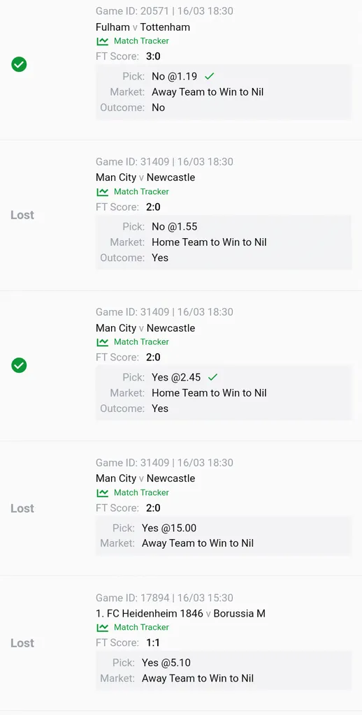 Home Team to Win to Nil betslip