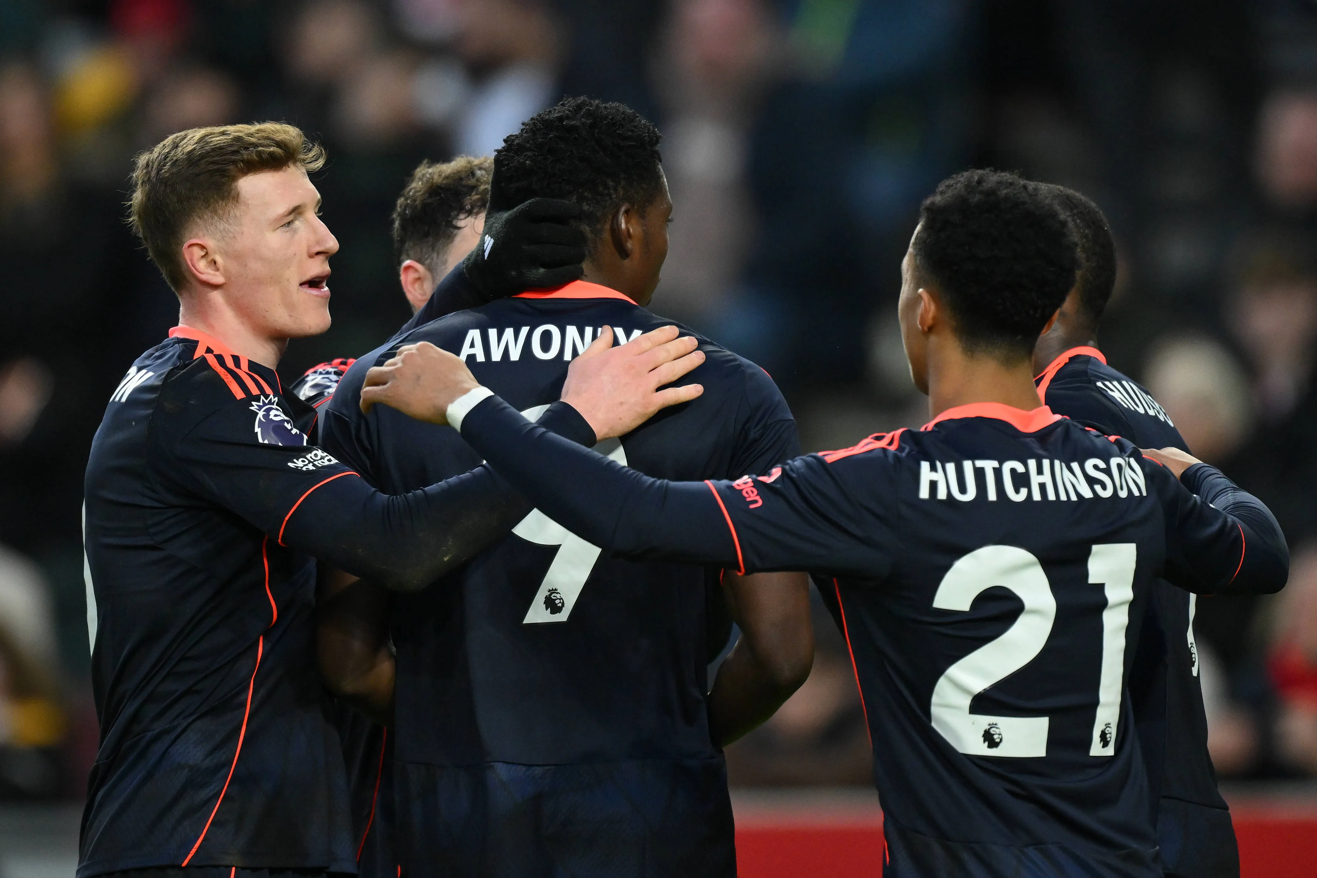 Taiwo Awoniyi celebrates a goal for Nottingham Forest