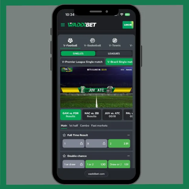 Waddibet review virtual sports