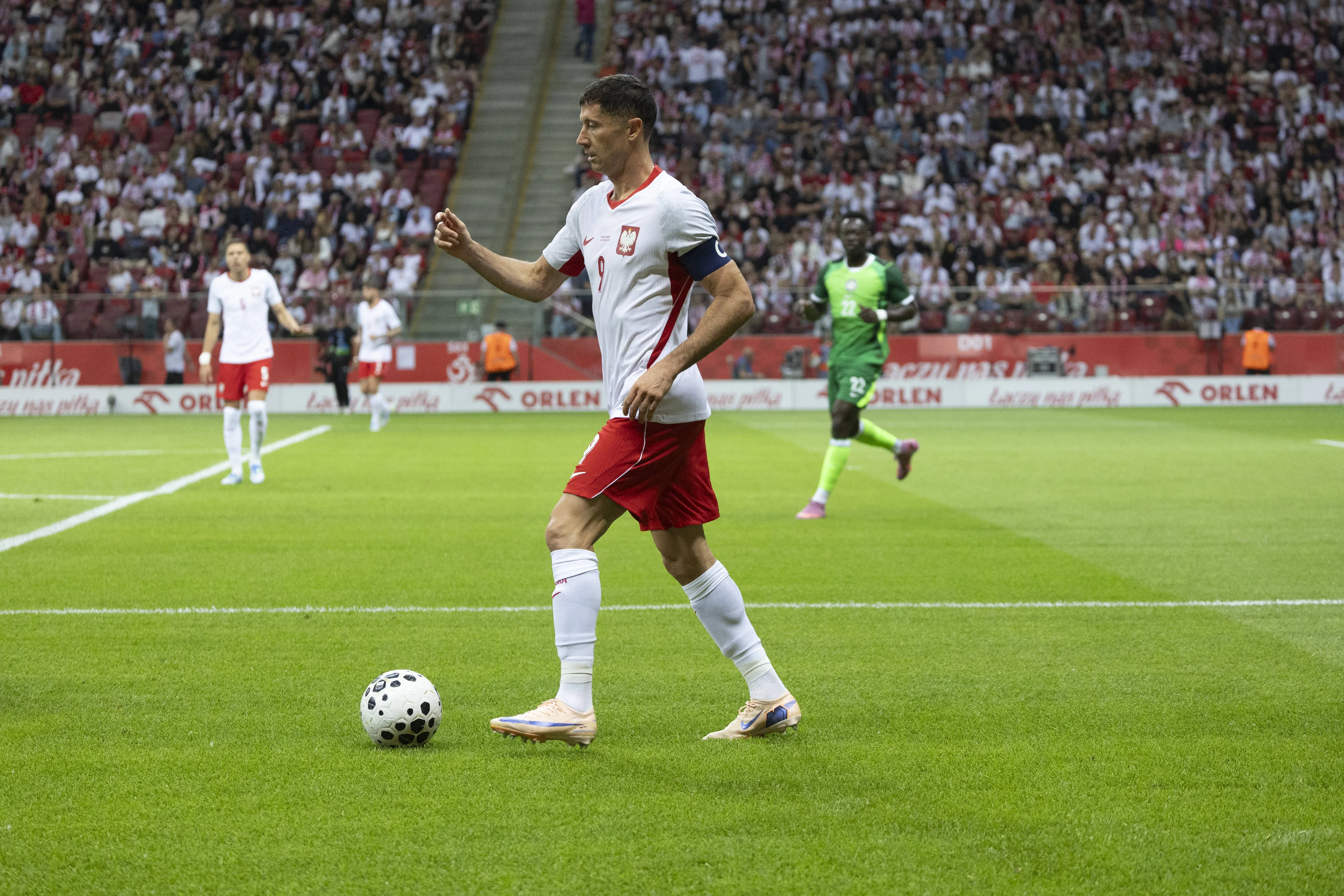 FIFA , friendly international game match Poland - Nigeria, Robert Lewandowski in action