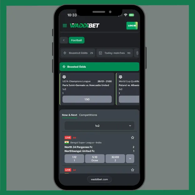 Waddibet review boosted odds