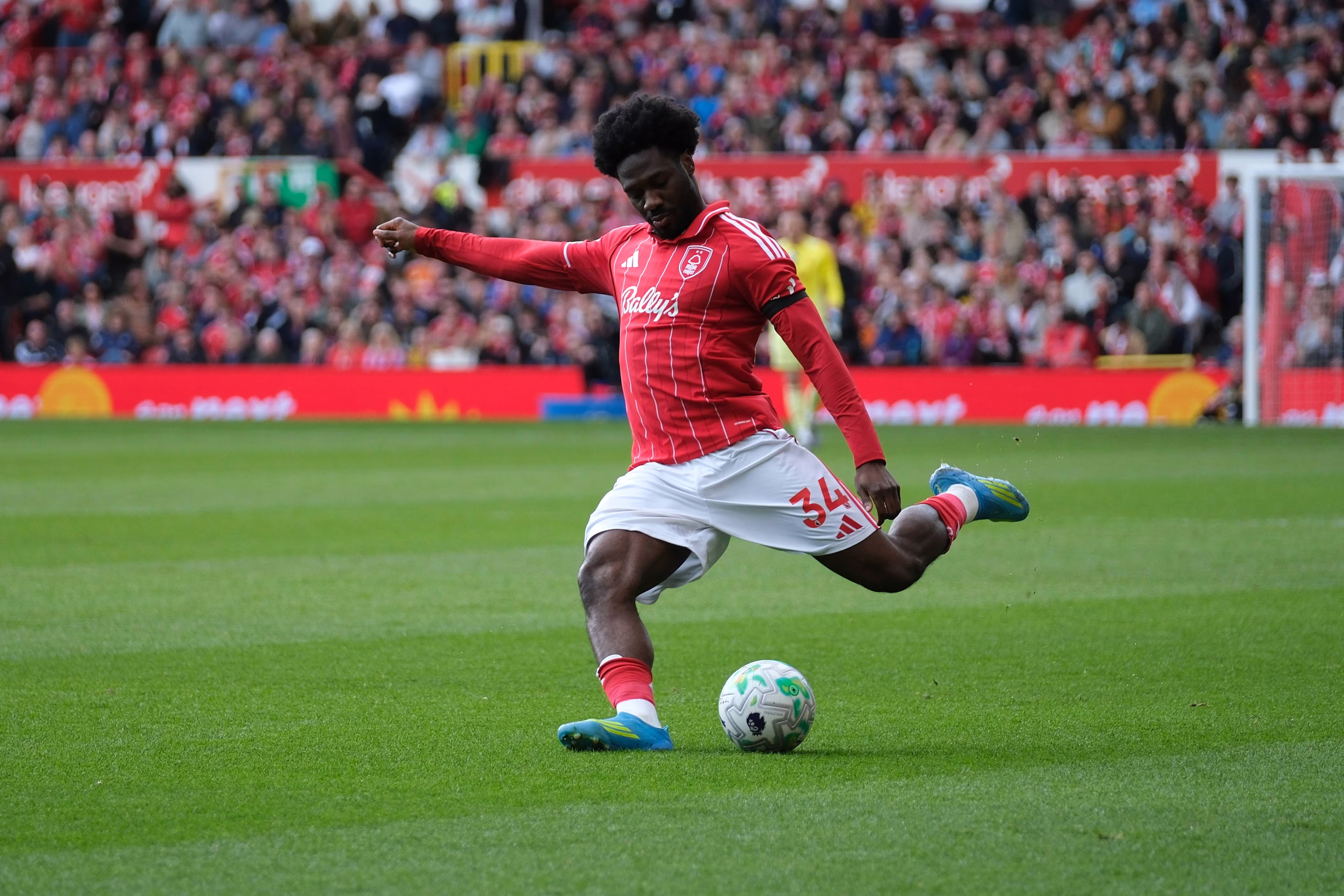 Ola Aina of Nottingham Forest seen in action during the Premier league football match between Nottingham Forest and Burnley at the City Ground. Final score Nottingham Forest 4 : 1 Burnley Nottingham United