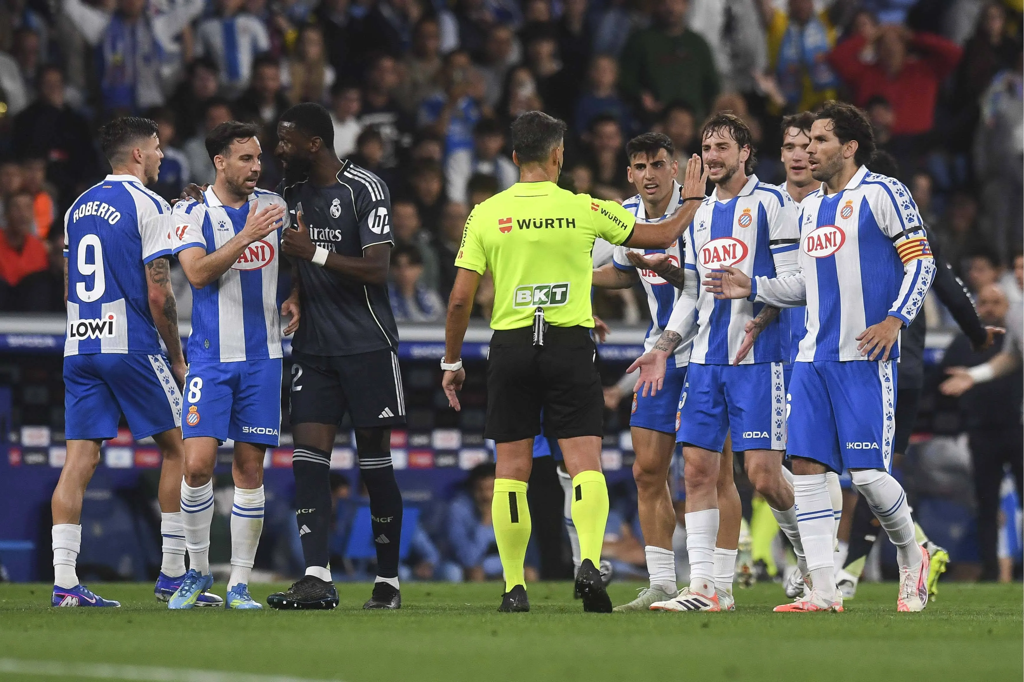 Espanyol team in game between Espanyol v Real Madrid played at RCDE Stadium