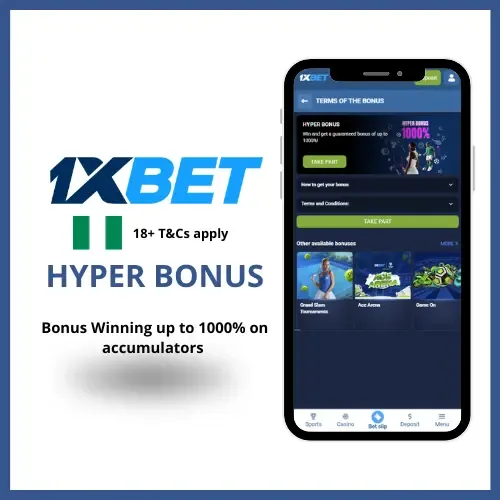 1xBet Hyper bonus with 1000% winnings boost for the biggest accumulators.