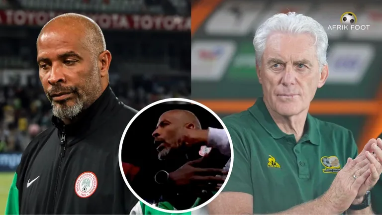 Super Eagles coach Eric Chelle explains fiery touchline clash with Hugo Broos