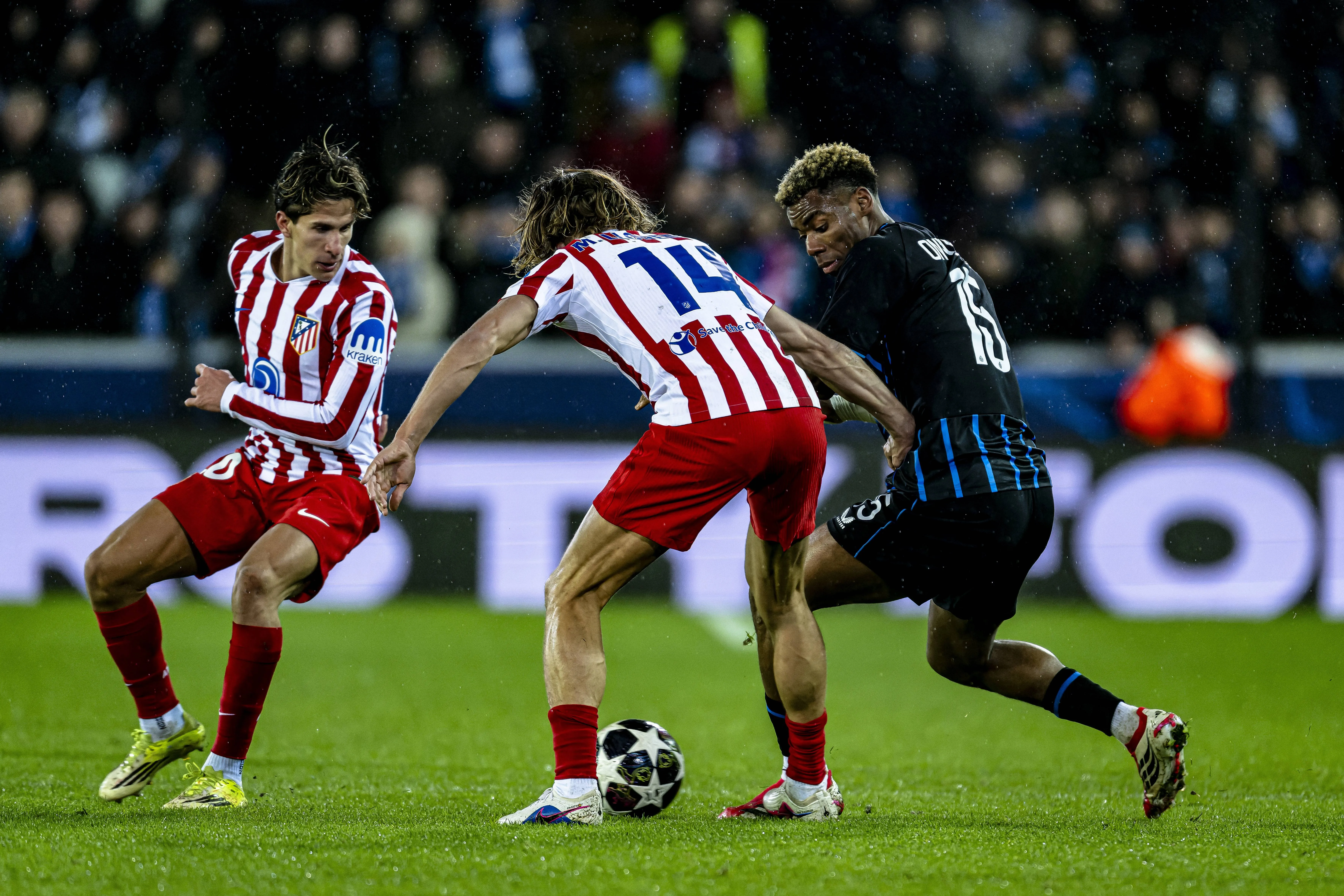 Club Brugge midfielder Raphael Onyedika, during the match vs Atletico Madrid