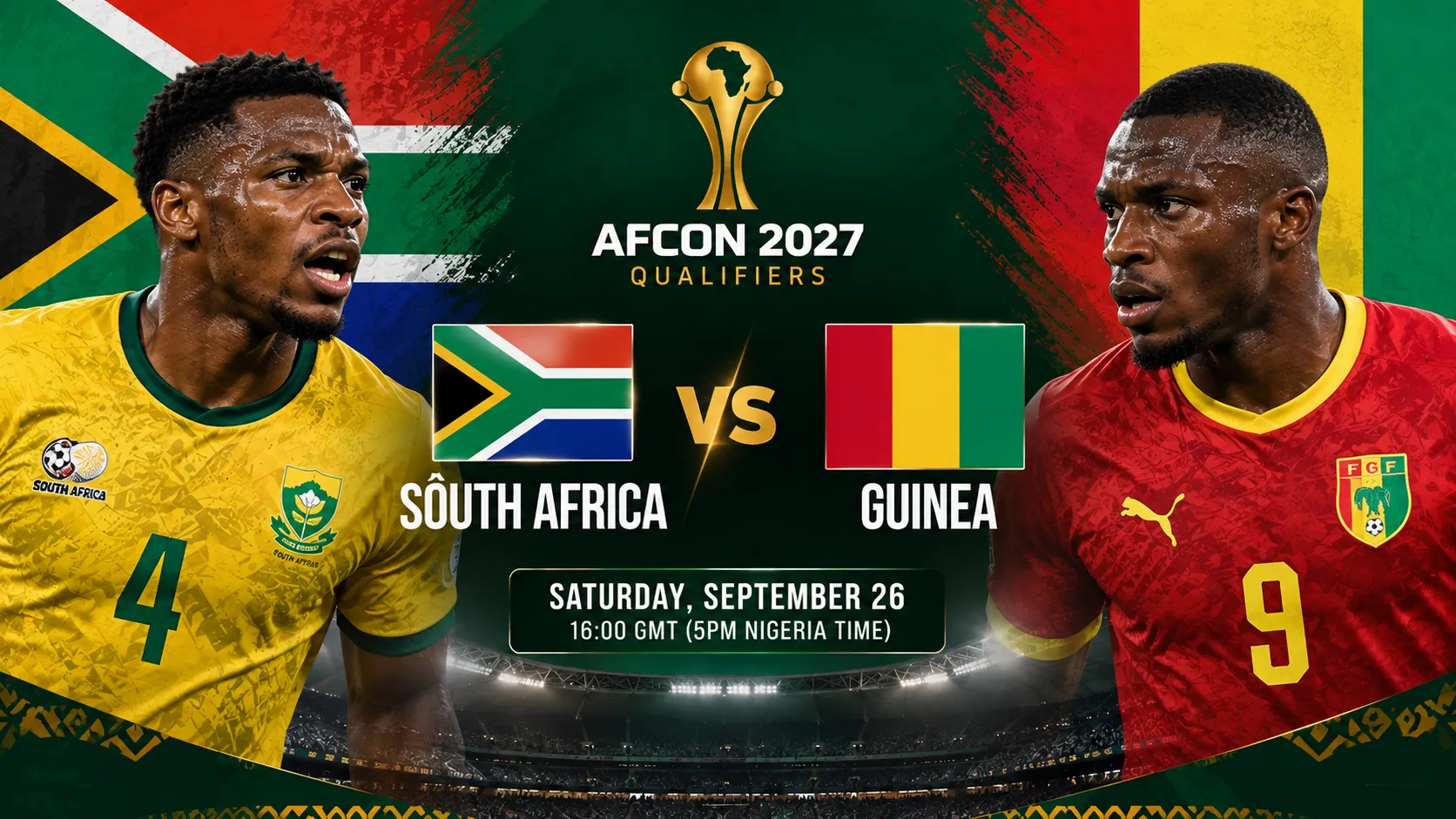 AFCON 2027 qualifiers: South Africa vs Guinea