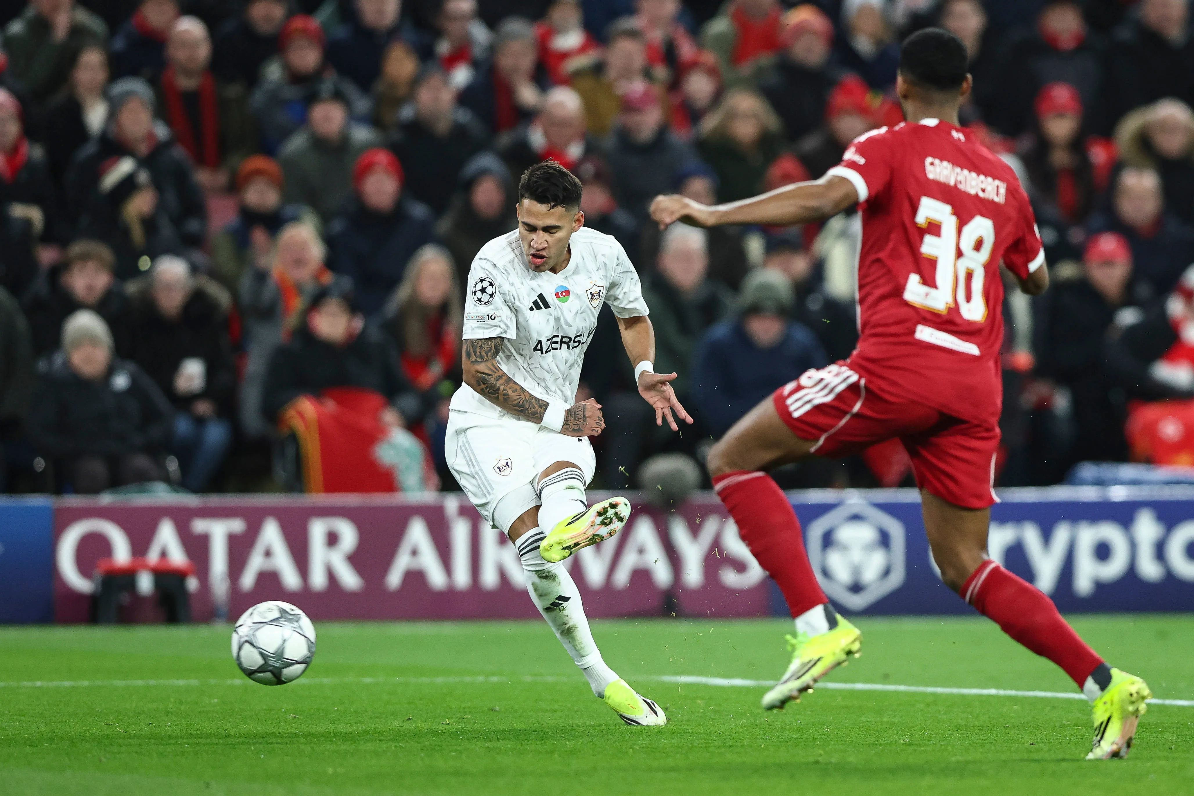 Camilo Duran of Qarabag FK shoots at goal