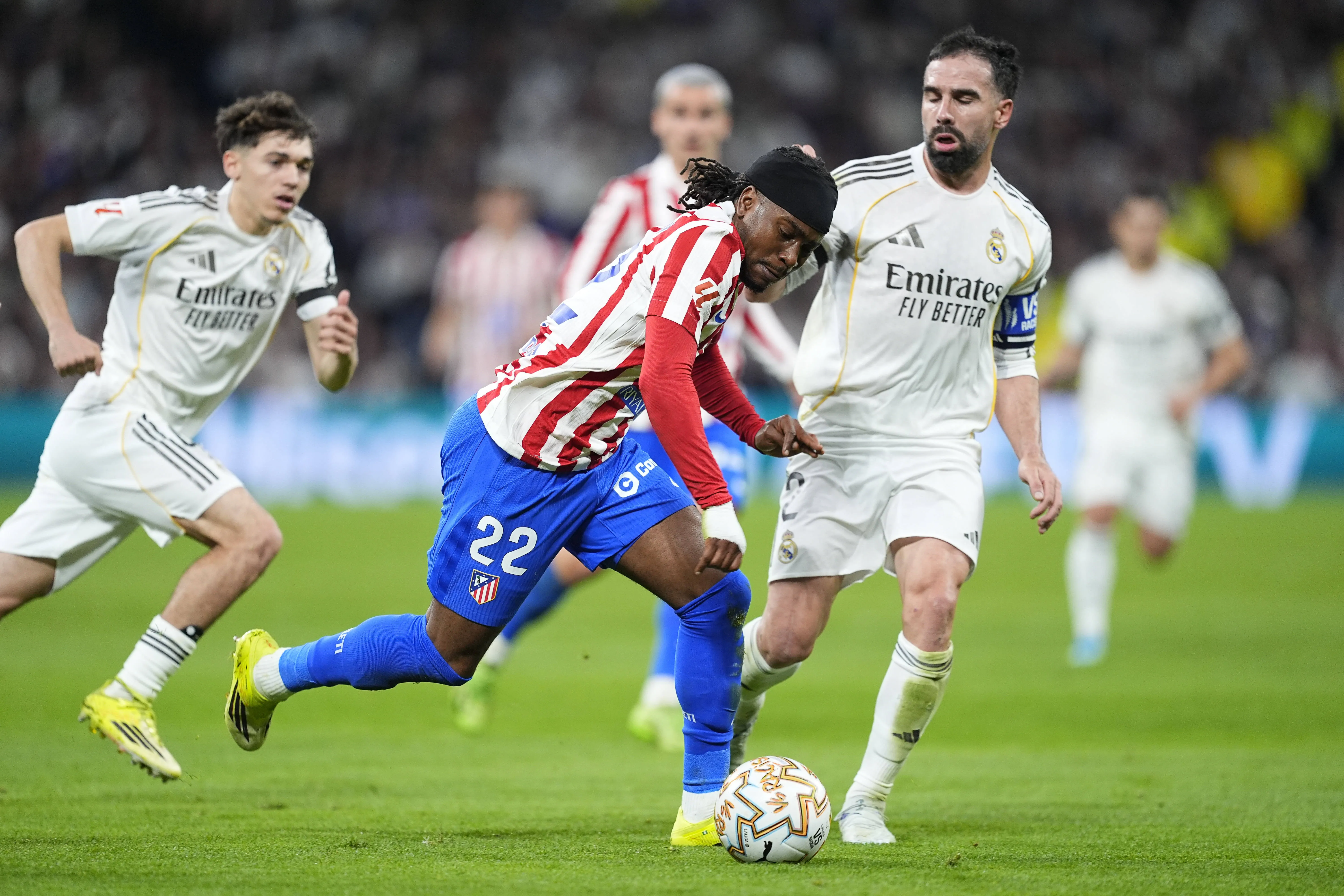 Ademola Lookman of Atletico Madrid in action against Real Madrid. 
