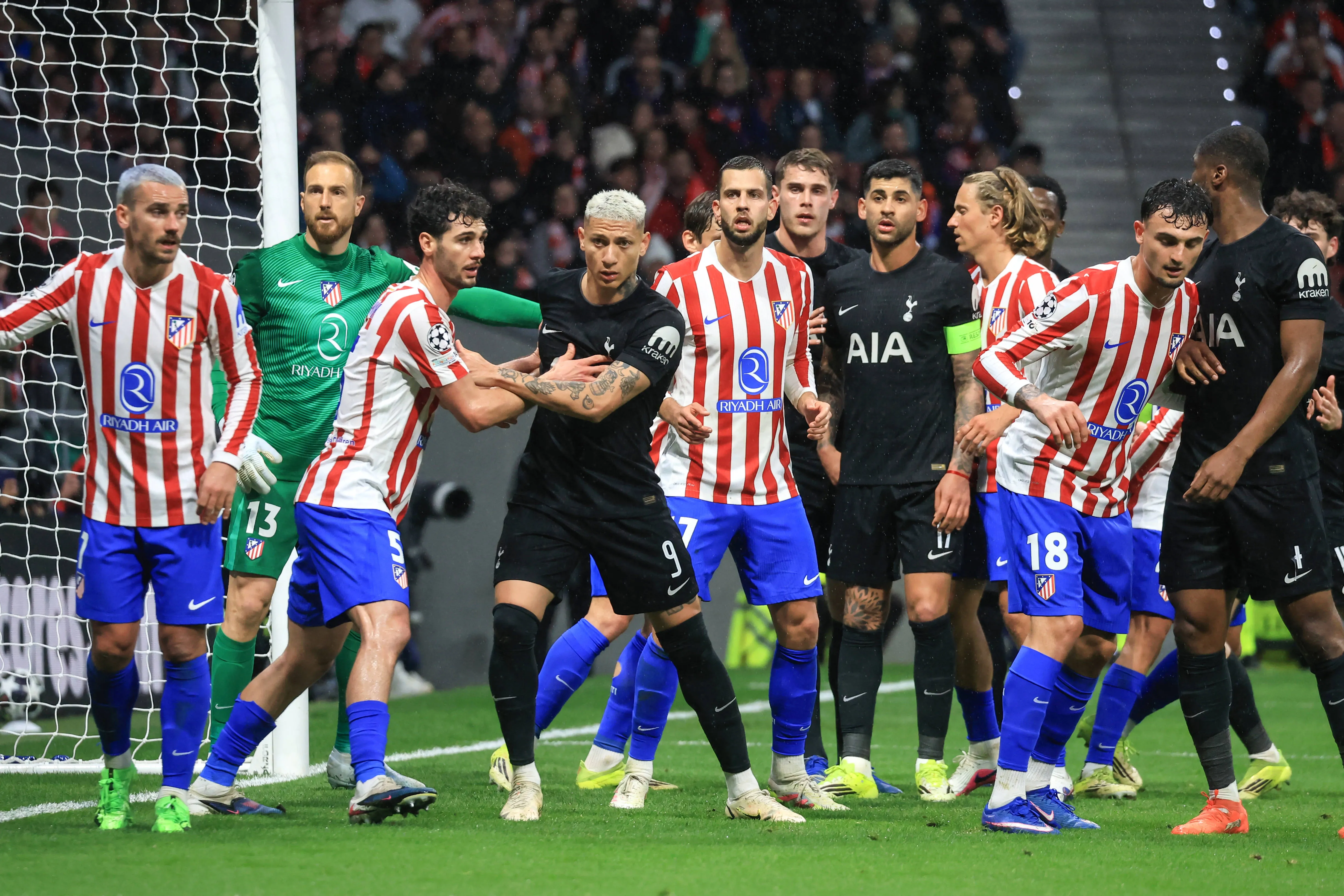Richarlison of Tottenham Hotspur, Johnny Cardoso of Atletico de Madrid during the UEFA Champions League Round of 16 First Leg football match between Atletico de Madrid and Tottenham Hotspur FC