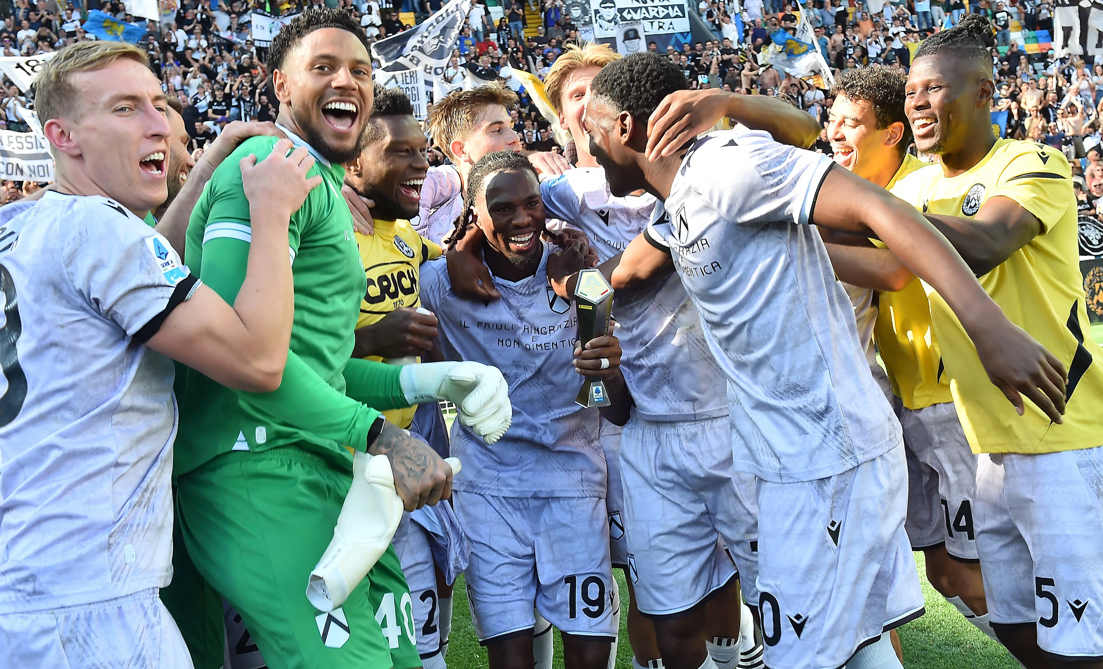 Maduka Okoye celebrates in Torino vs Udinese