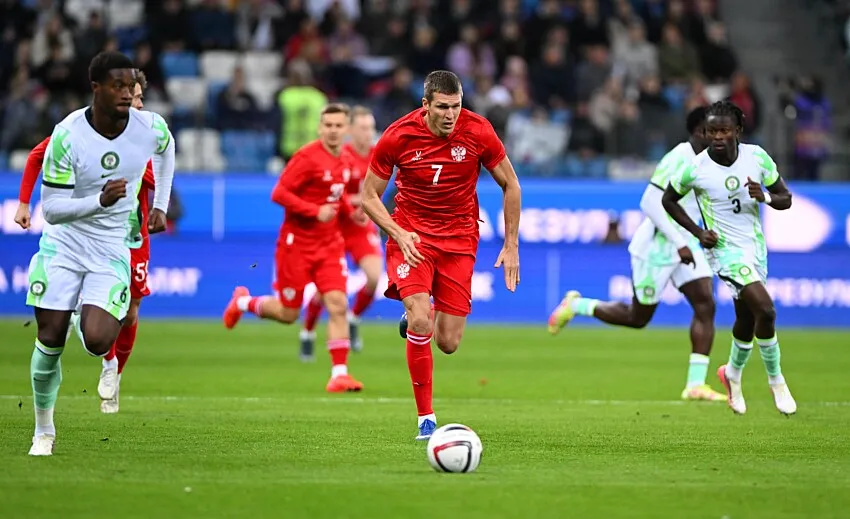 Nigeria's Emmanuel Fernandez, Russia's Aleksandr Sobolev and Isaac James