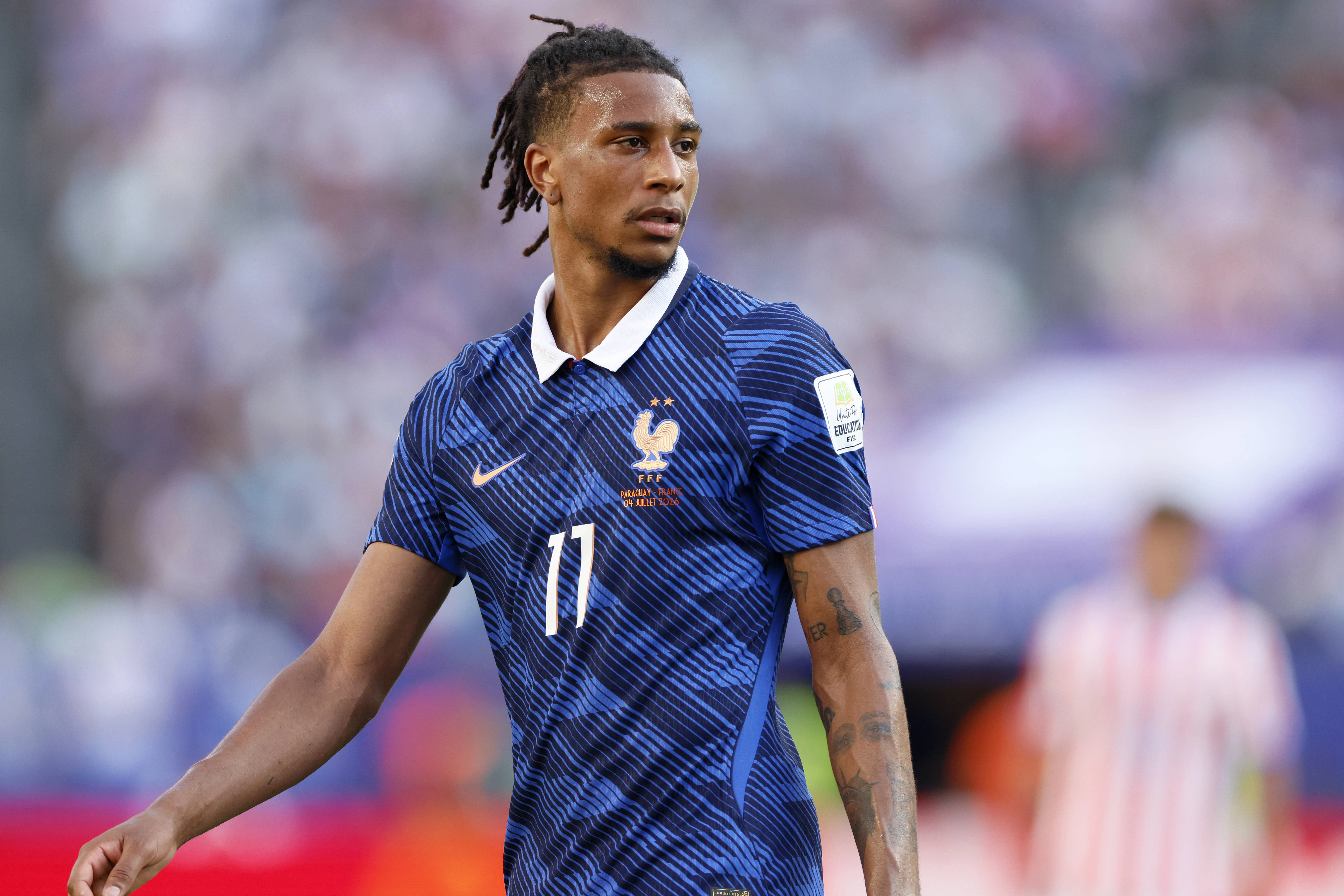 Michael Olise of France in action during the FIFA World Cup 2026 Round Of 16 match between Paraguay and France at Philadelphia Stadium