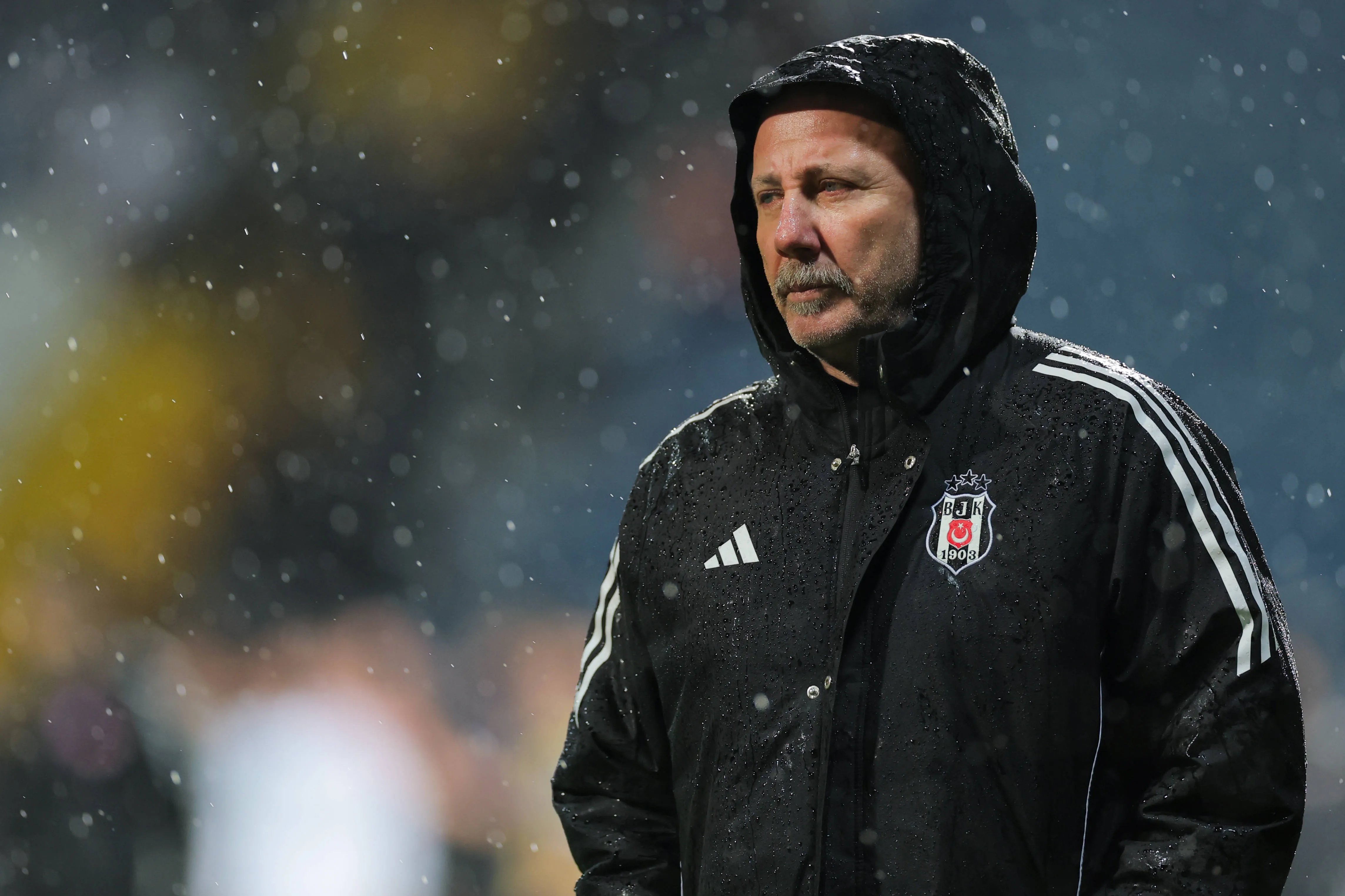 Besiktas Head coach Sergen Yalcin looks on