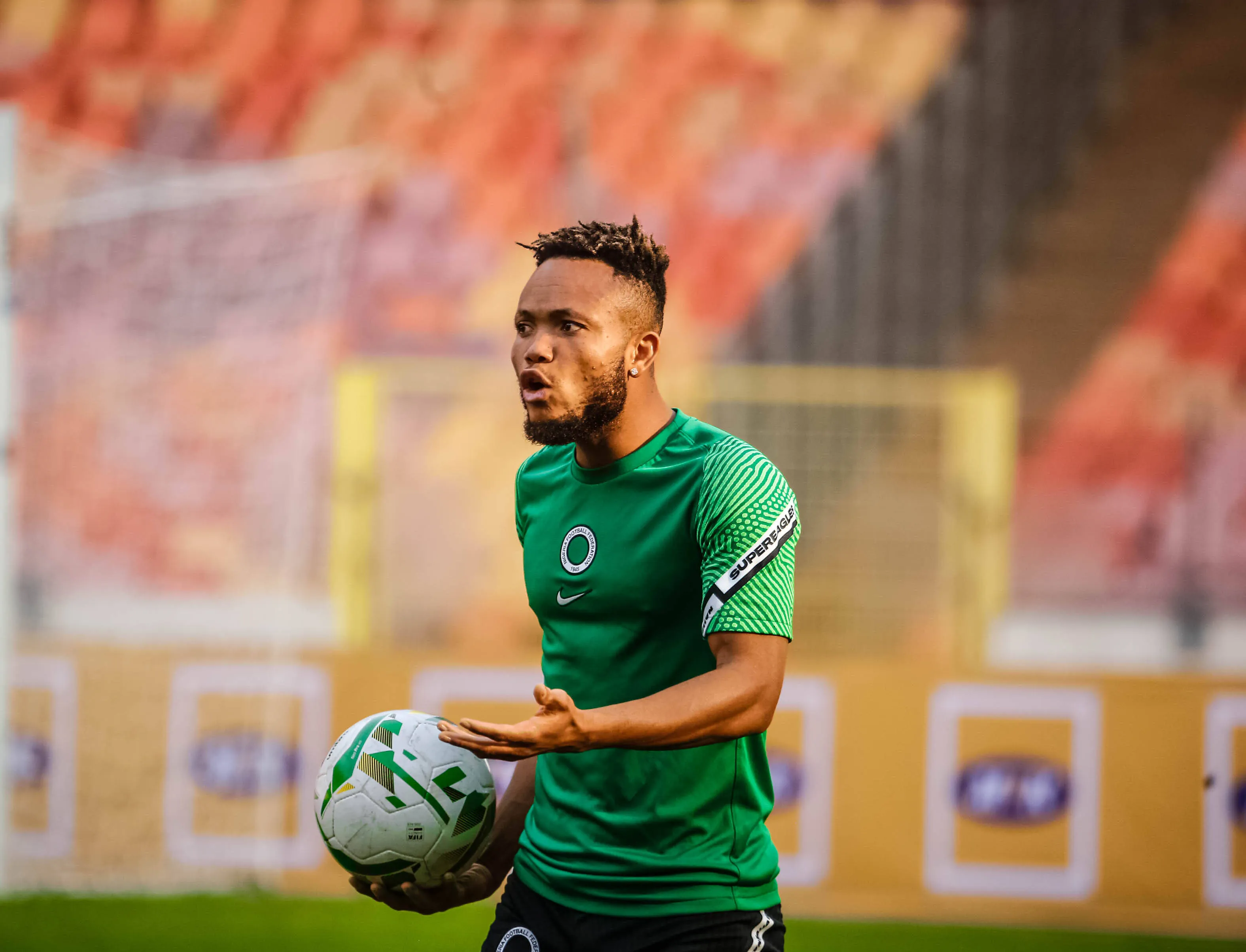 Chidera Ejuke in training with Super Eagles ahead of AFCON 2022 in Cameroon