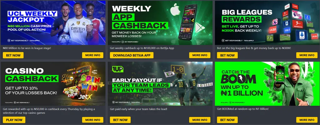 Current Bet9ja offers for existing customers.