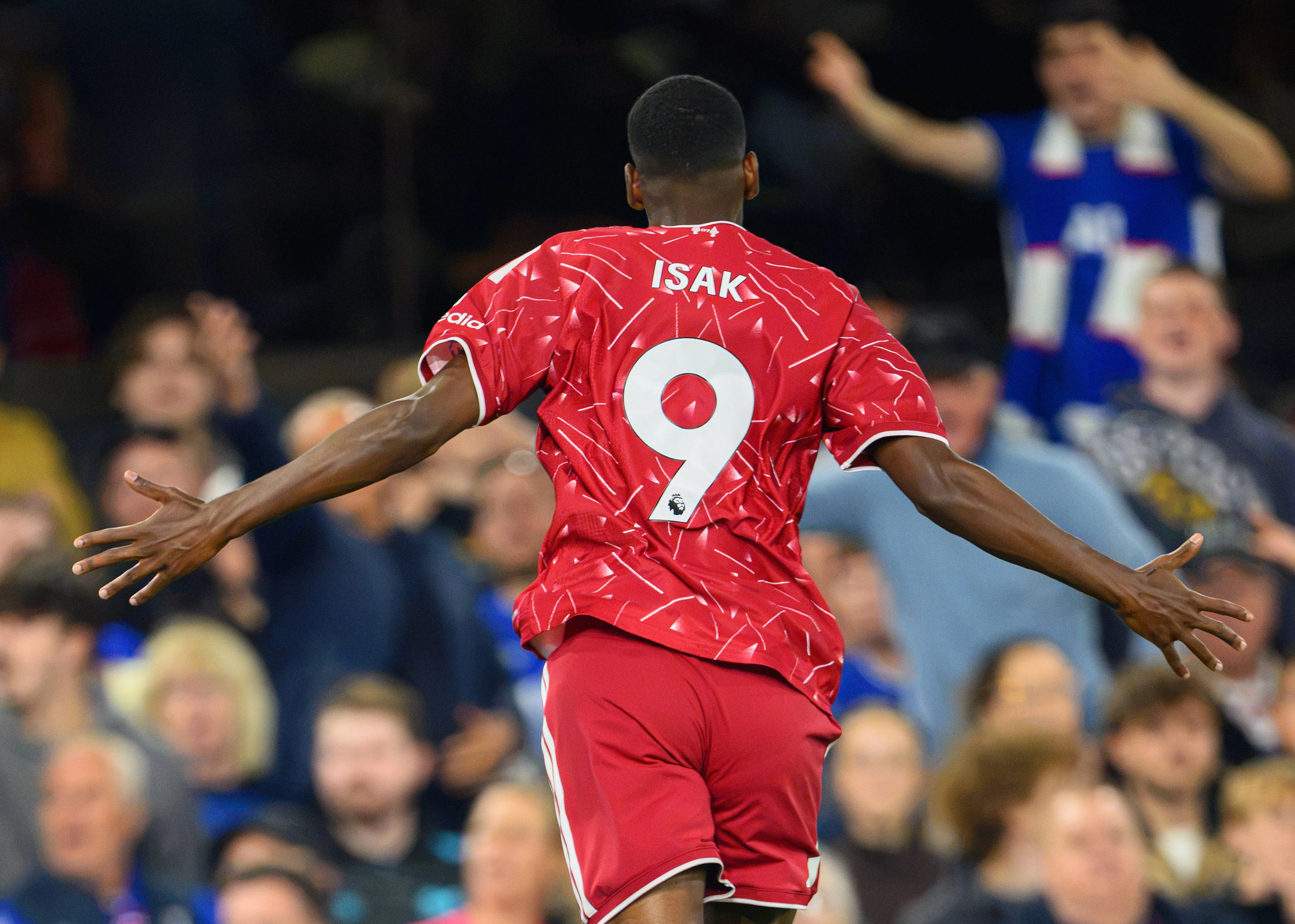 Alexander Isak celebrates scoring his first  Liverpool goal