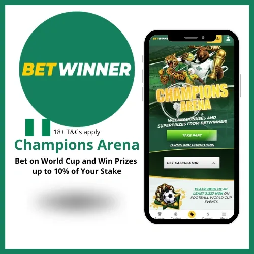 Betwinner Champions Arena where players get rewards for betting on World Cup matches. 