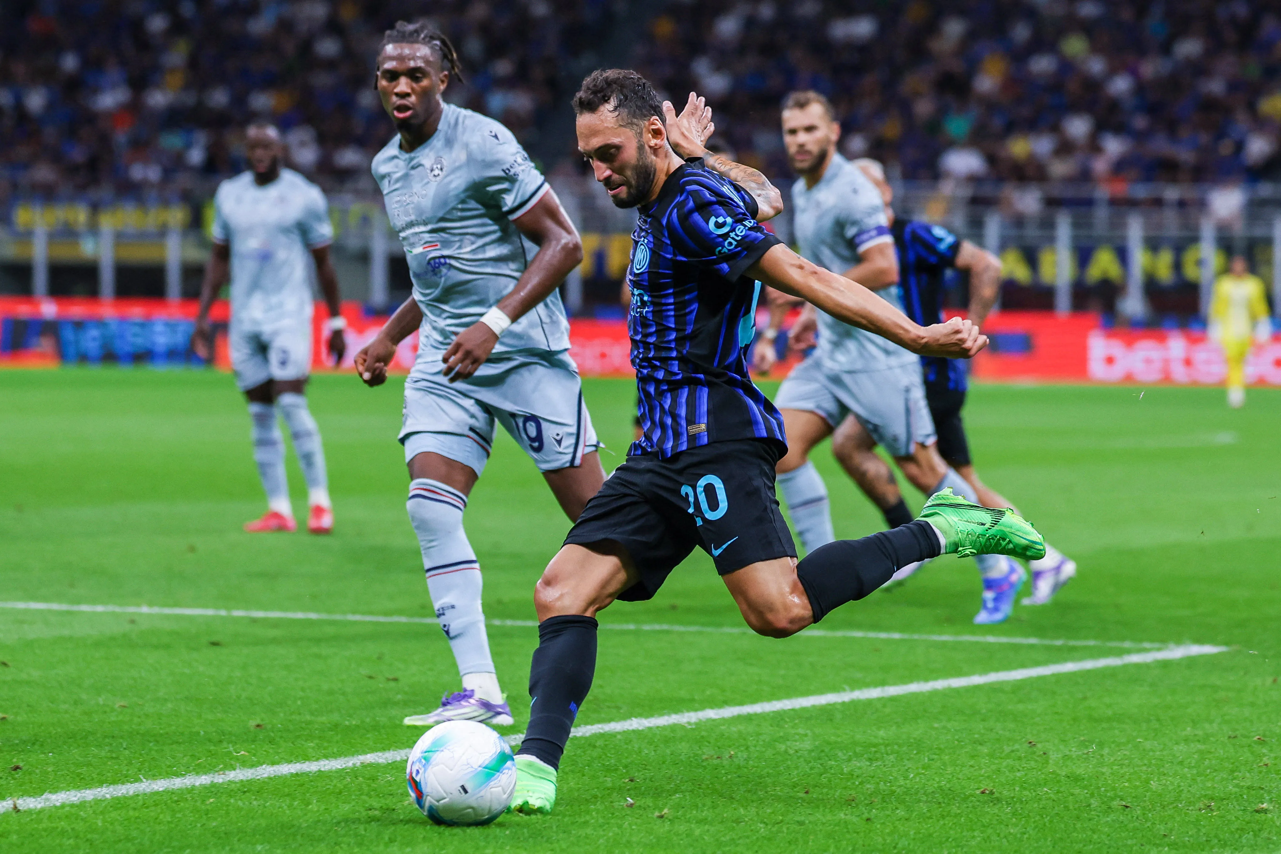Hakan Calhanoglu seen in action in Inter vs Udinese