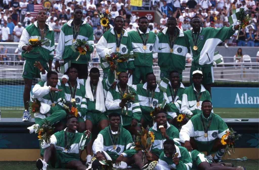 Super Eagles 1996 Olympic Gold winners including Emmanuel Amuneke