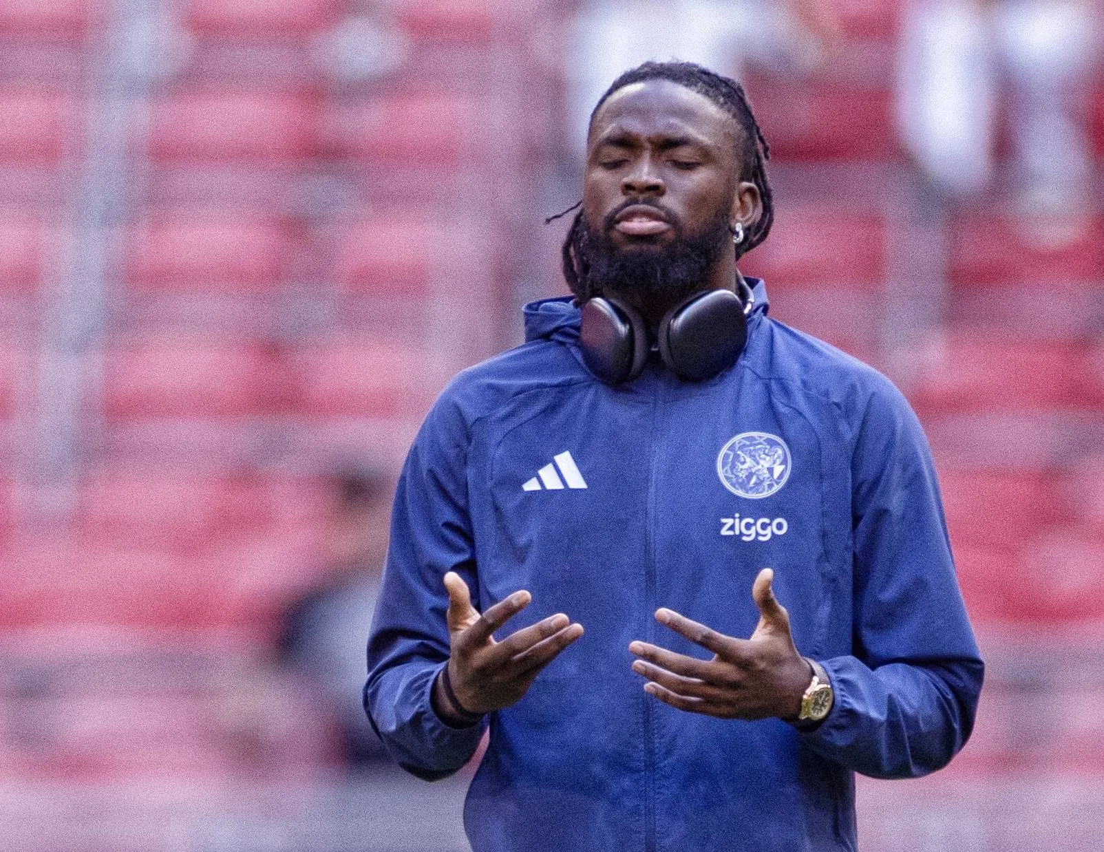 UEFA Conference League play-off football . Match between Ajax and Shelbourne FC , Picture shows Ajax player Tolu Arokodare Ajax. 