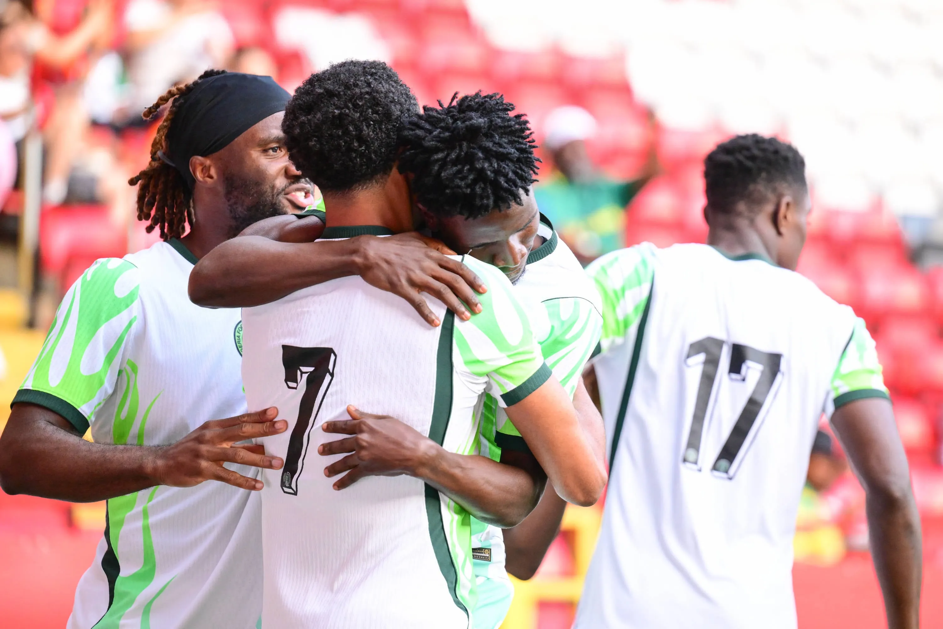 Abdullahi of Nigeria celebrates scoring the opening goal