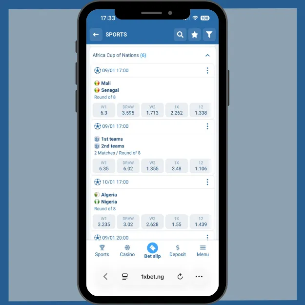 1xbet Afcon betting 