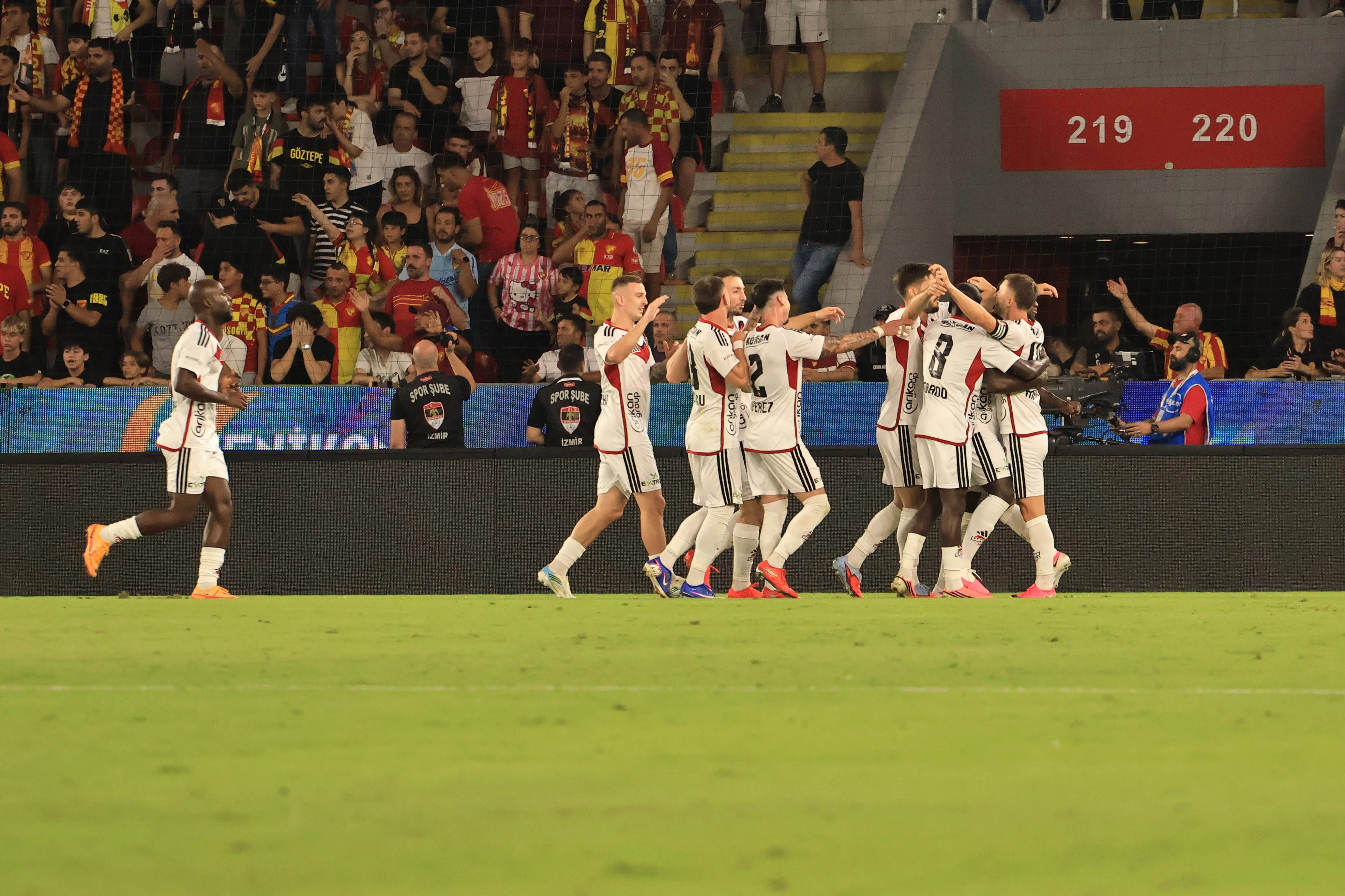 Myenty Abena 14 of Gaziantep FK celebrates after scoring.