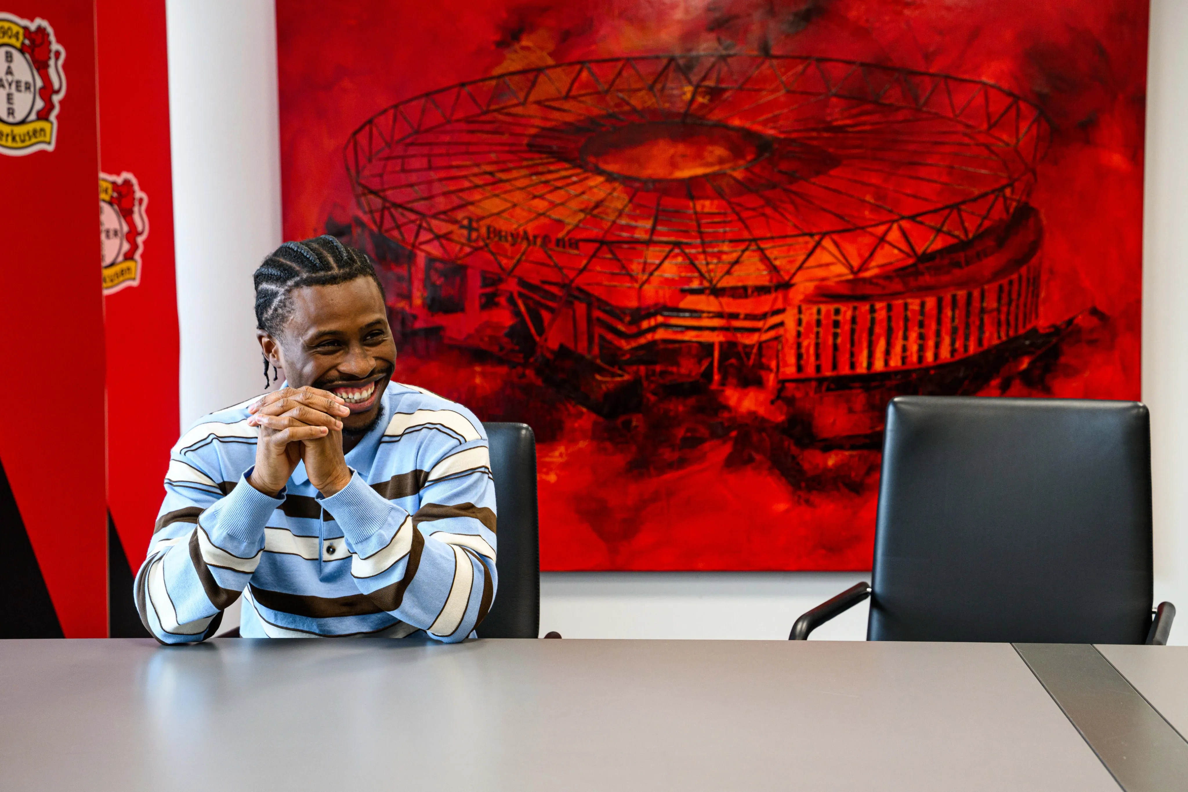 Nathan Tella after penning a new deal with Bayer Leverkusen